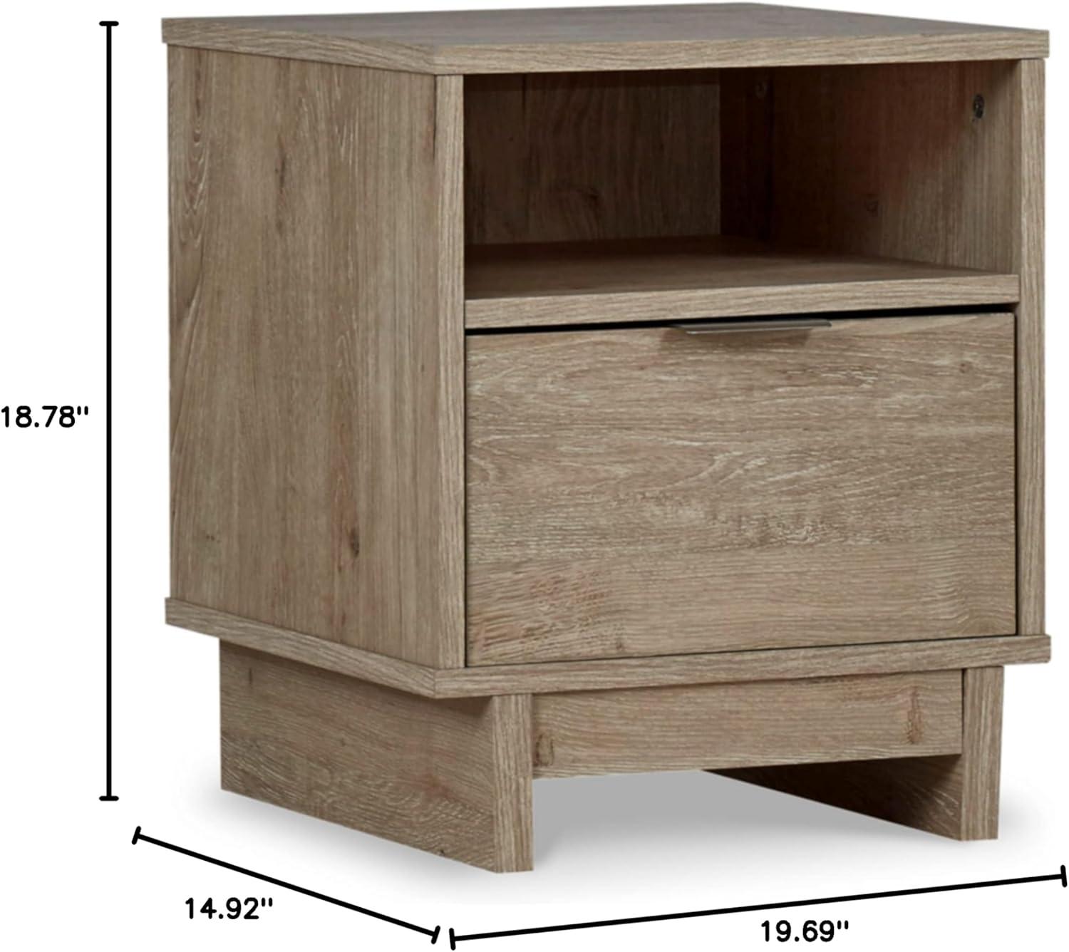 Oliah Nightstand Natural: Contemporary Design, Open Cubby, Laminated Surface - Signature Design by Ashley