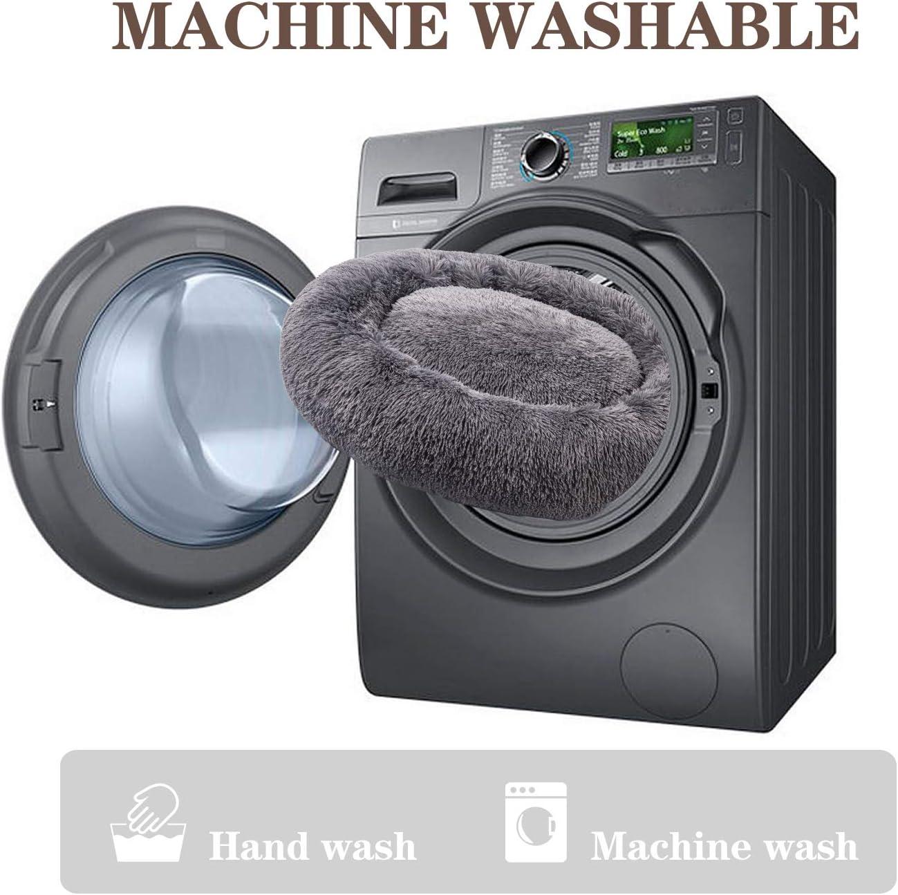 MFOX Calming Dog Bed (S/M/L/XL) for Medium and Large Dogs Comfortable Pet Bed Faux Fur Donut Cuddler Up to 15/30/50/90lbs