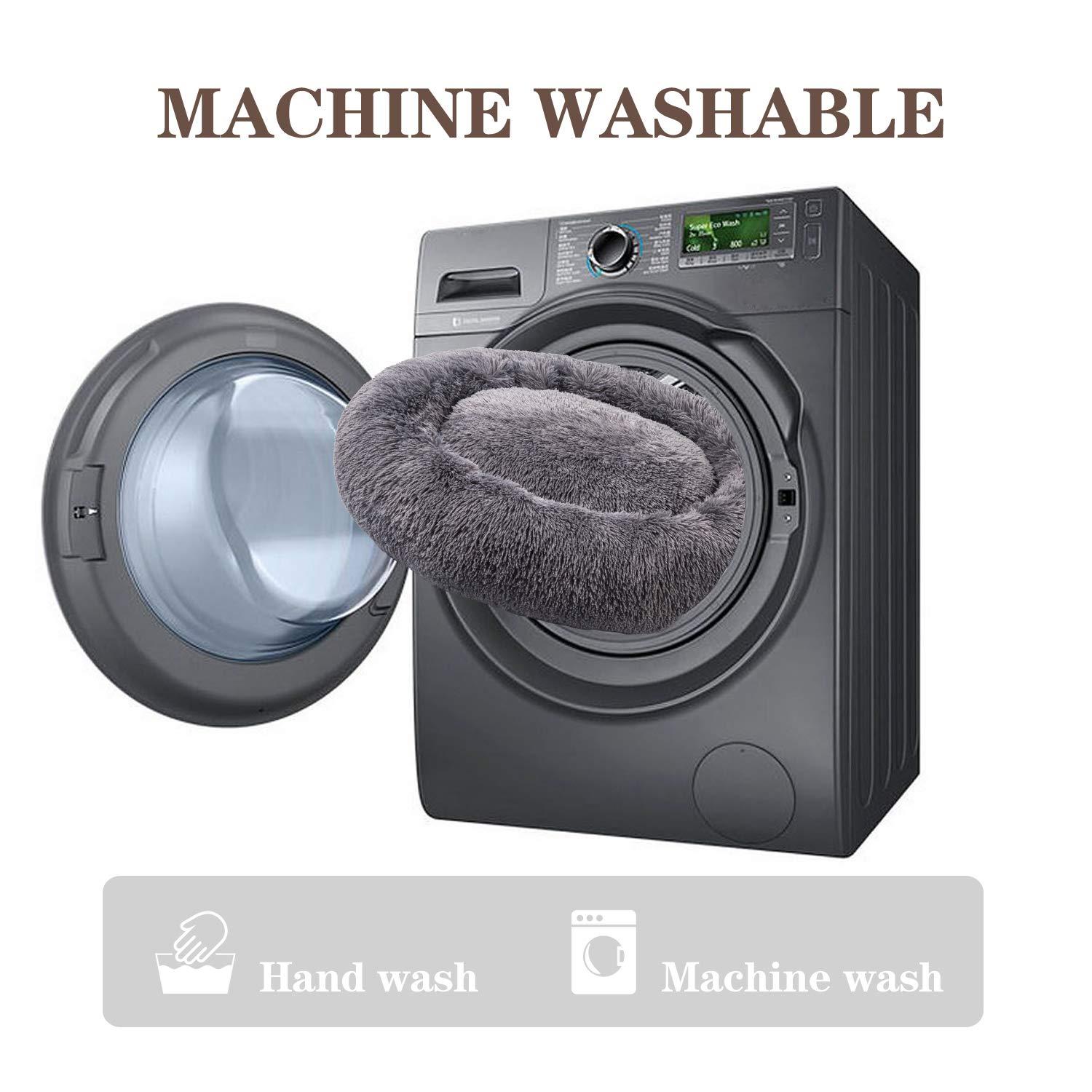 MFOX Calming Dog Bed (S/M/L/XL) for Medium and Large Dogs Comfortable Pet Bed Faux Fur Donut Cuddler Up to 15/30/50/90lbs