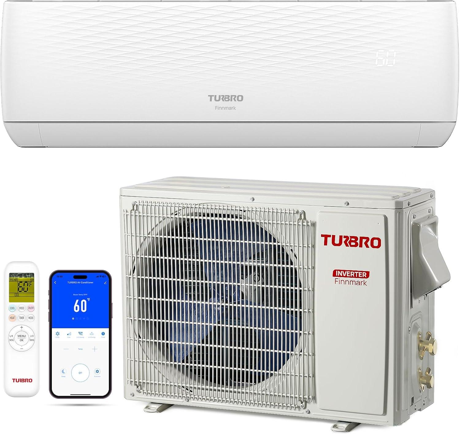 TURBRO TURBRO 9000 BTU Wi-Fi Connected Ductless Mini Split Air Conditioner R32 Refrigerant up to 450 Sq Ft
