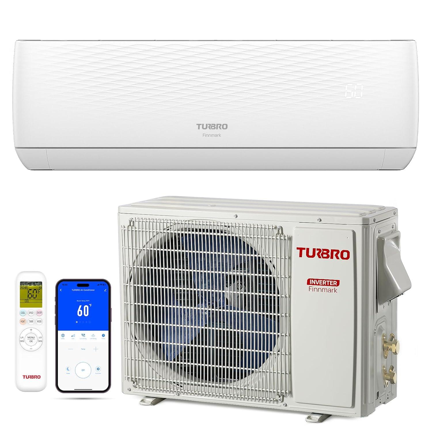 TURBRO TURBRO 9000 BTU Wi-Fi Connected Ductless Mini Split Air Conditioner R32 Refrigerant up to 450 Sq Ft