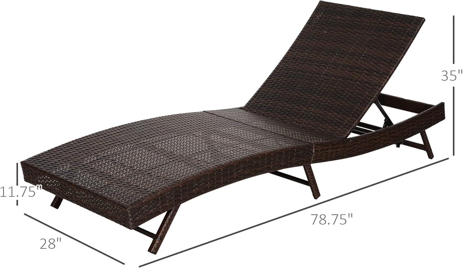Outsunny Patio Chaise Lounge, Pool Chair with 5 Position Adjustable Backrest & Cushion, Outdoor PE Rattan Wicker Sun Tanning Seat, 28", Cream
