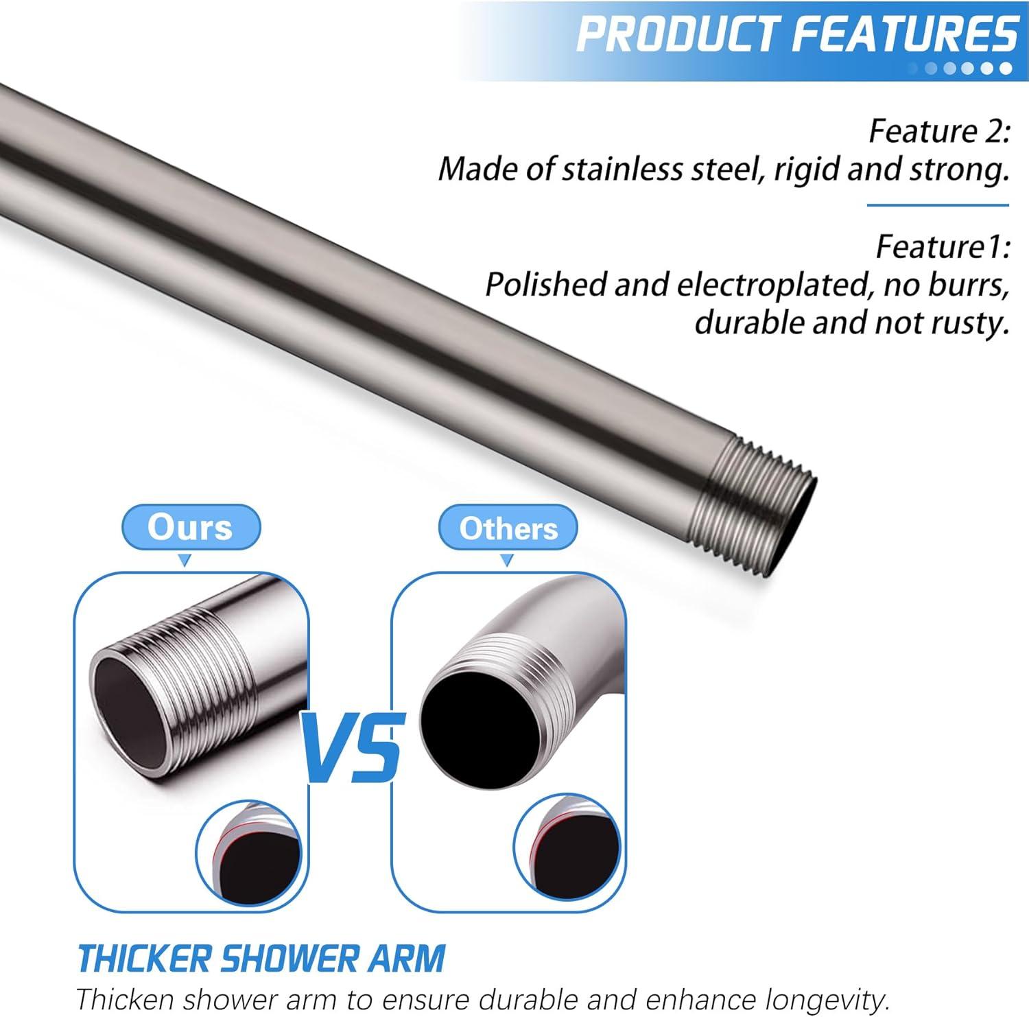 6-Inch Brushed Nickel Ceiling Mount Shower Arm with Flange