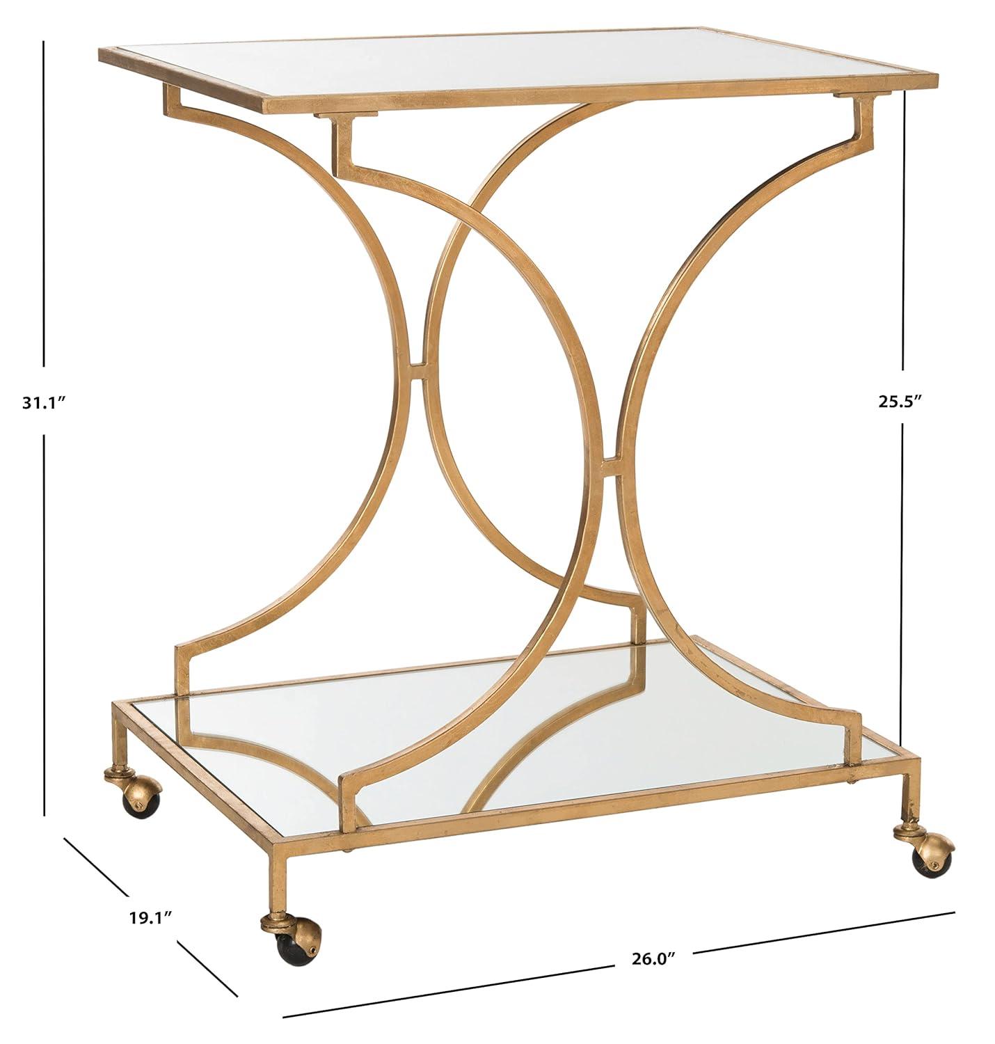 Ignatius Bar Cart - FOX2555B - Gold/Mirror - Safavieh