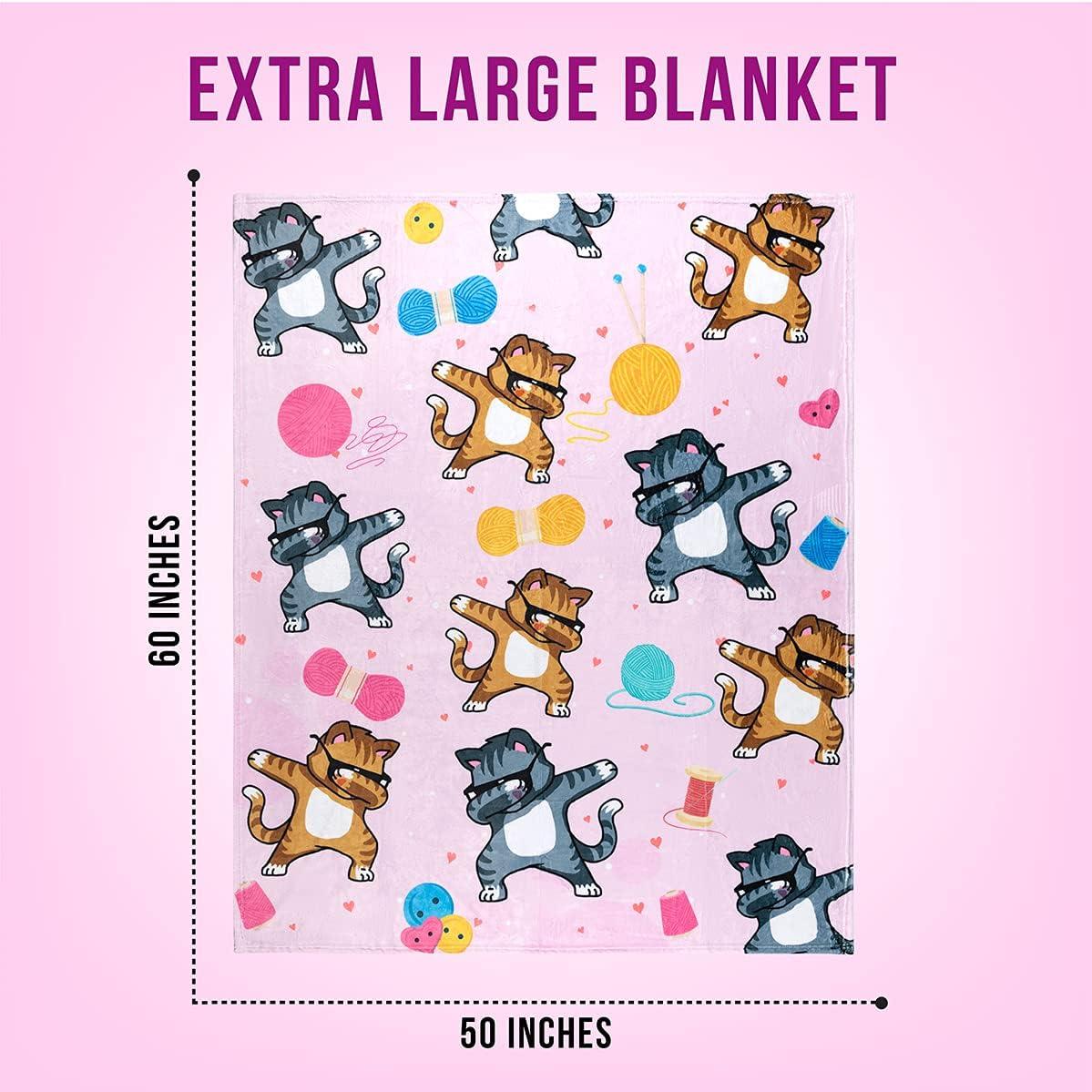 Cat Throw Blanket, Super-Soft Adorable Extra-Large Kitty Cat Blanket for Women, Teens, Kids, Girls, Kittens and Cat Lovers, Fleece Cats Blanket (50in x 60in) Warm and Cozy Throw for Bed Couch or Sofa