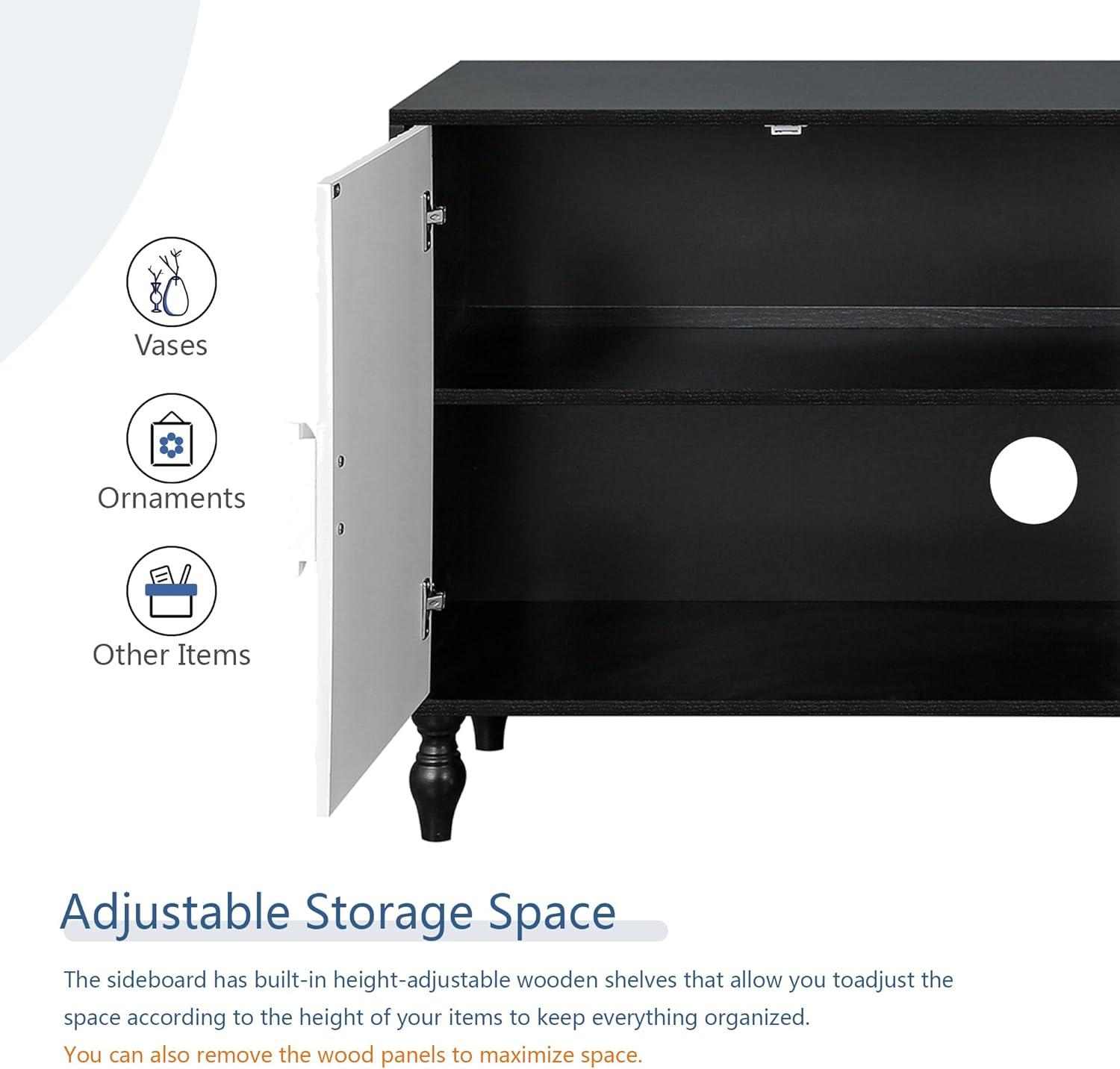 R&M Furniture Exquisite Sculpted Door and Premium Black Cabinet, a Showcase of Elegant Design and Versatile Functionality.