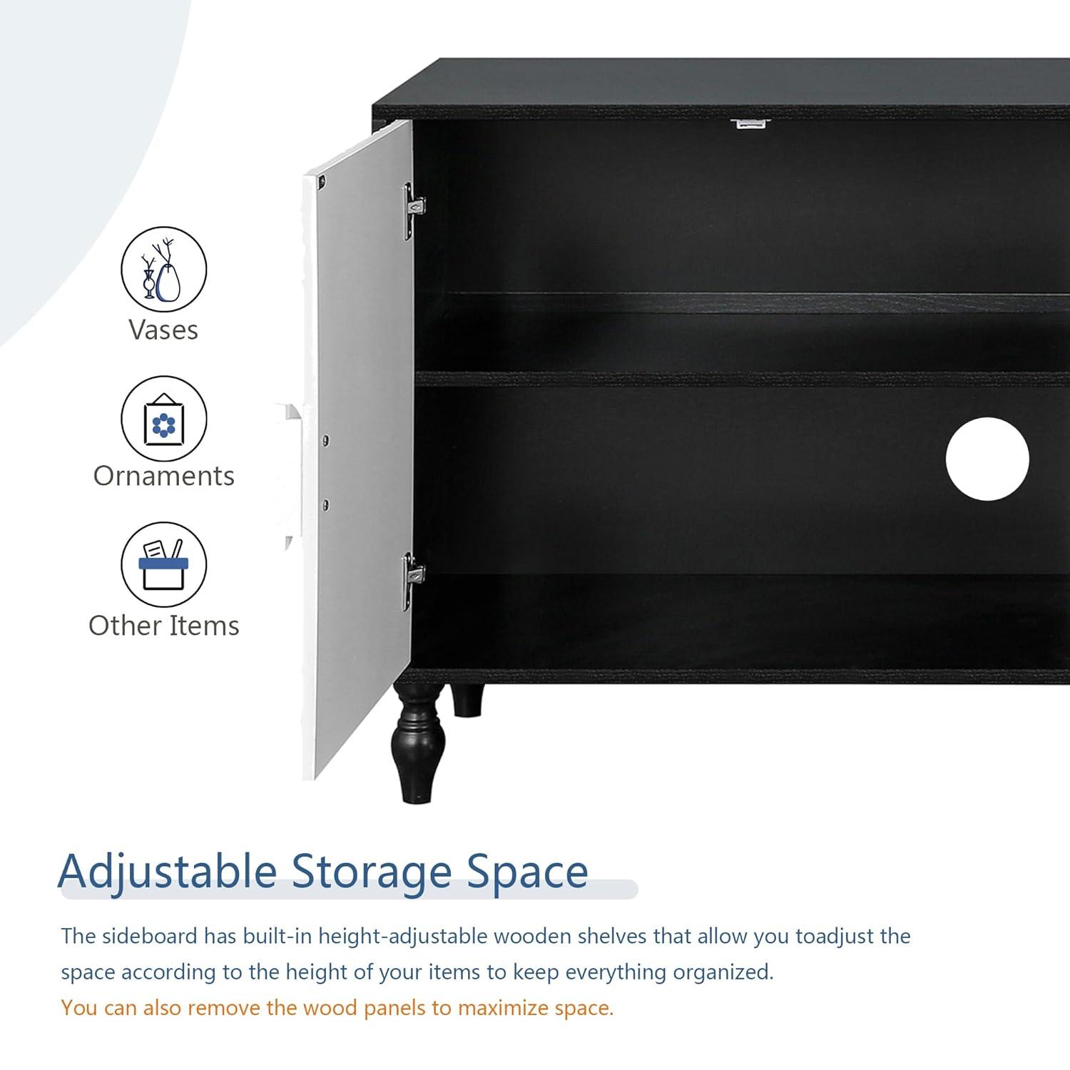 R&M Furniture Exquisite Sculpted Door and Premium Black Cabinet, a Showcase of Elegant Design and Versatile Functionality.