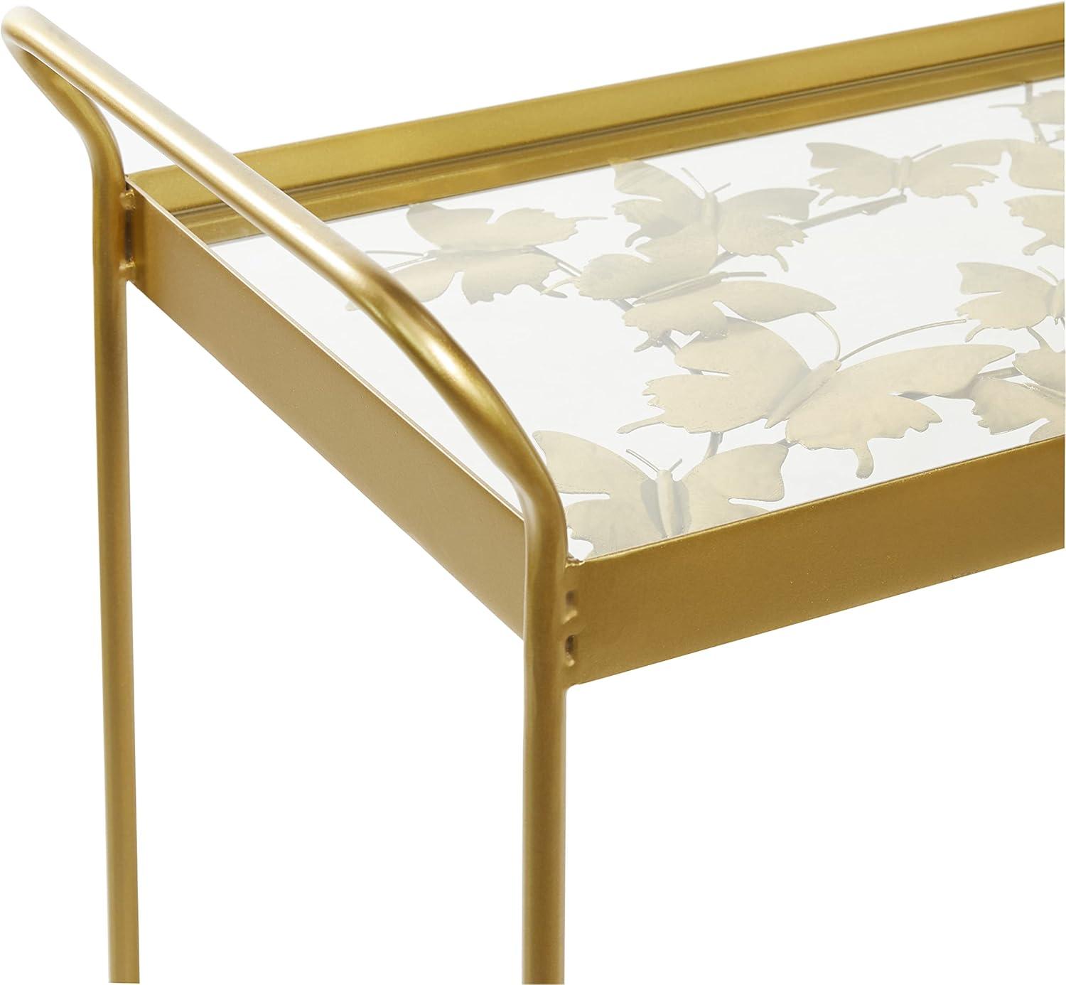 DecMode Metal Bar Cart Contemporary Gold