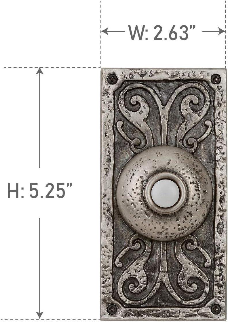 Antique Pewter Ornate Lighted Doorbell Push Button