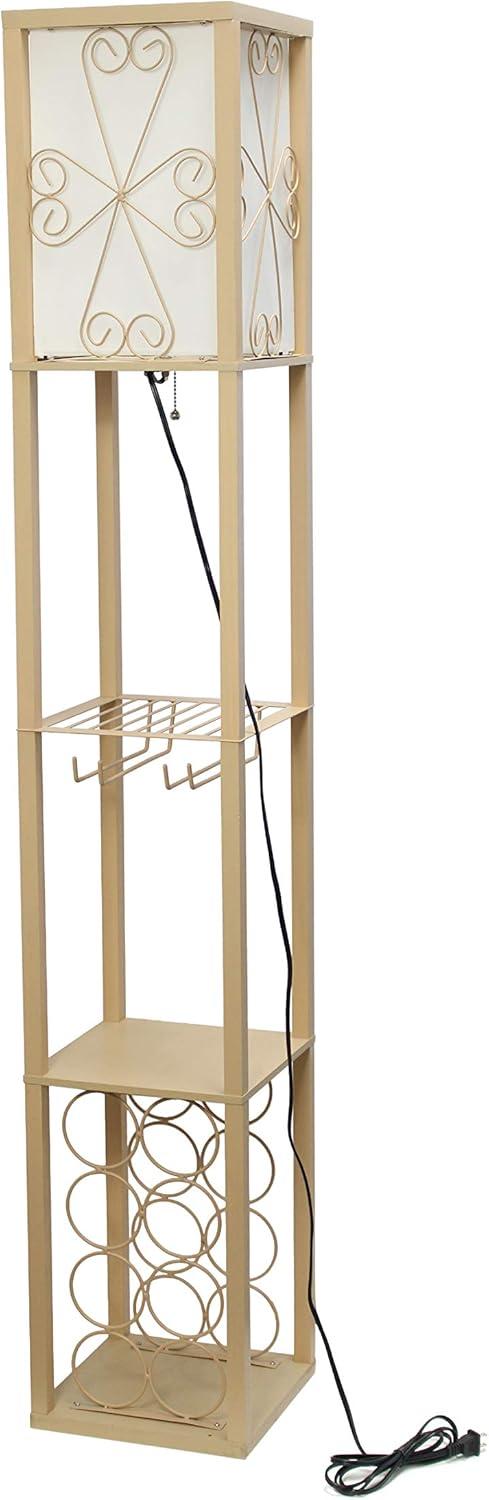 Etagere Organizer Storage Shelf Floor Lamp with Linen Shade - Simple Designs