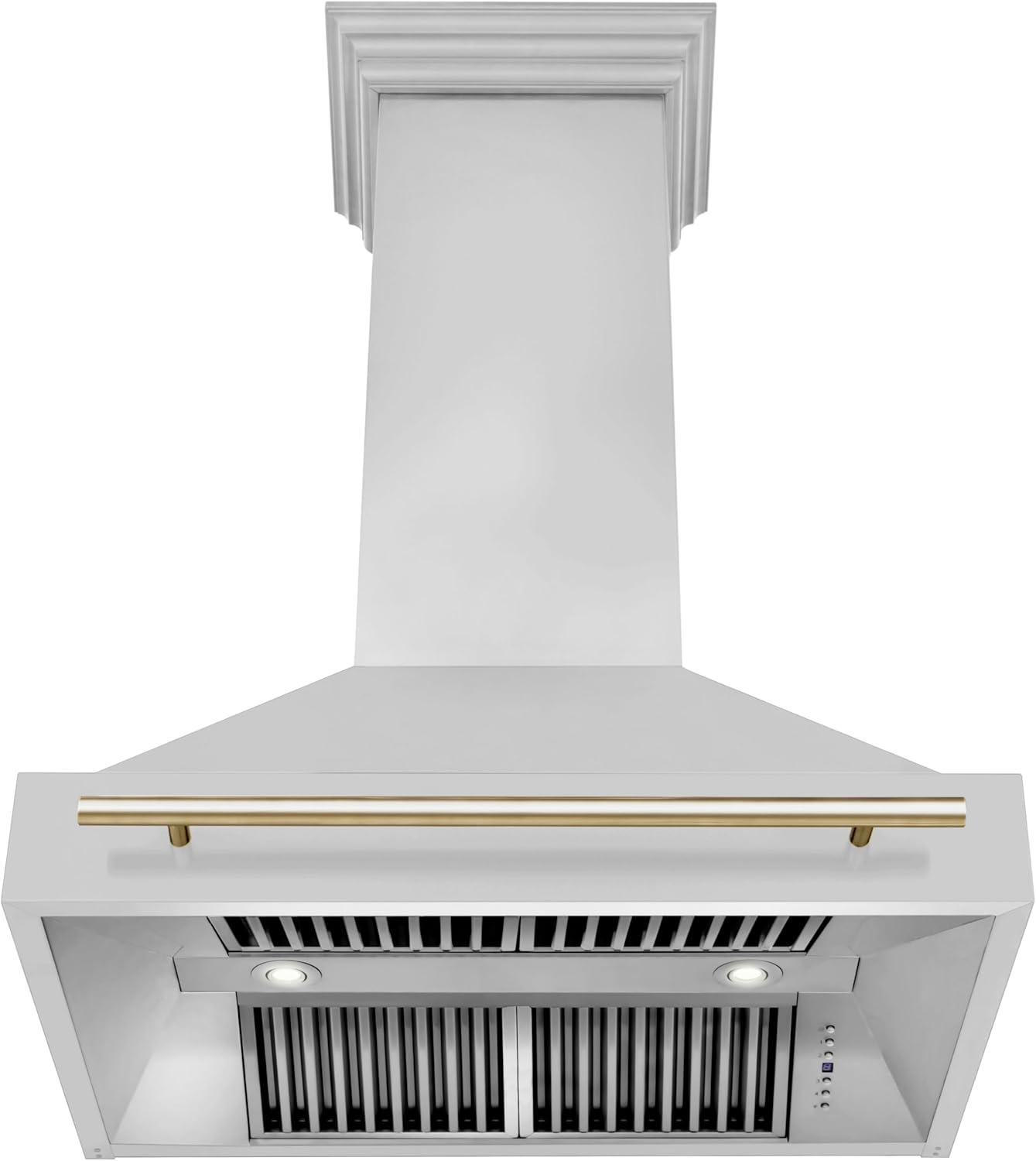 ZLINE ZLINE Autograph Edition 36 in. Stainless Steel Range Hood W/ Stainless Steel Shell & Champagne Bronze Handle 8654STZ-36-G