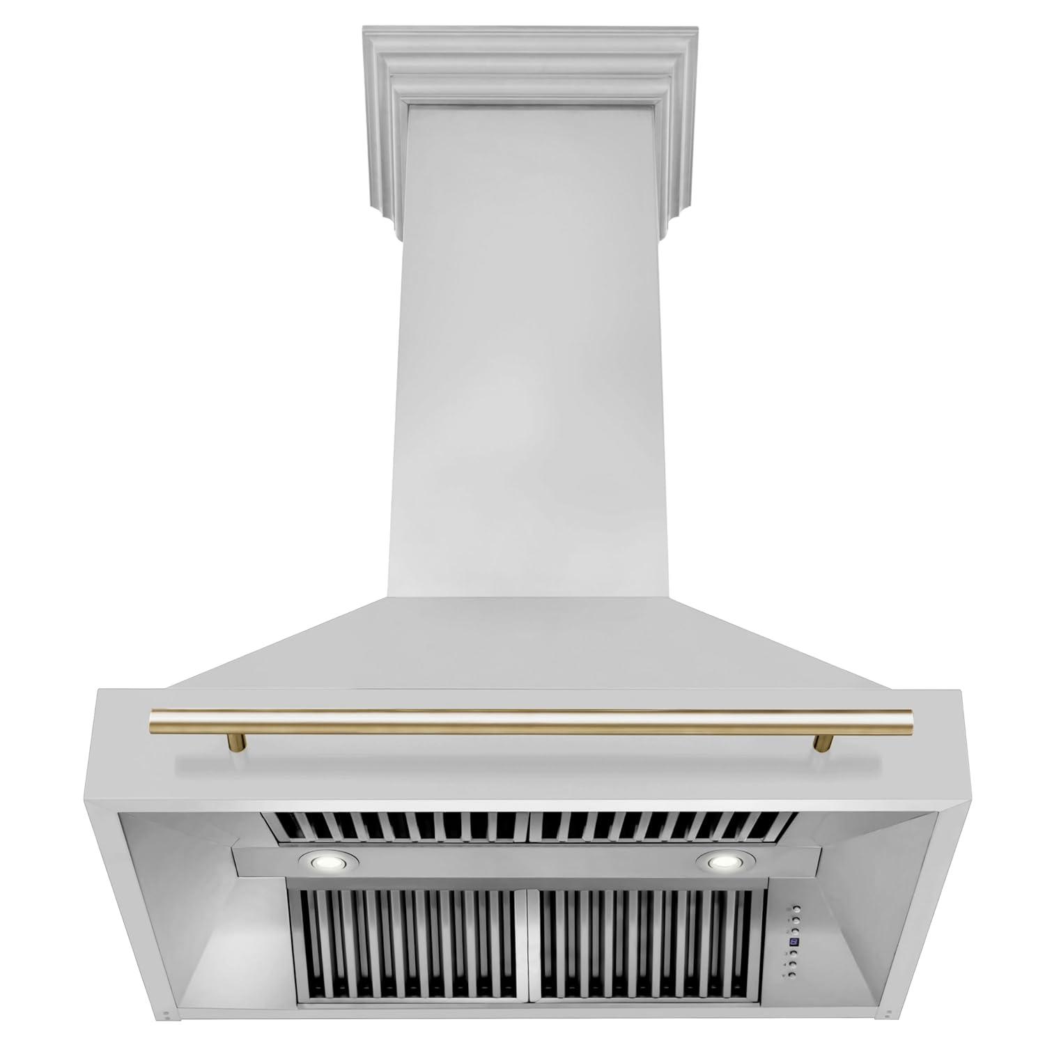 ZLINE ZLINE Autograph Edition 36 in. Stainless Steel Range Hood W/ Stainless Steel Shell & Champagne Bronze Handle 8654STZ-36-G