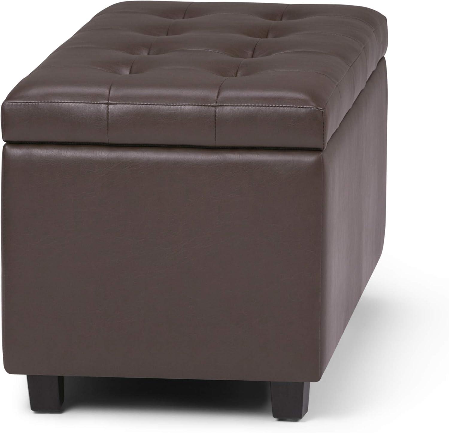 Cosmopolitan Chocolate Brown Tufted Faux Leather Storage Ottoman