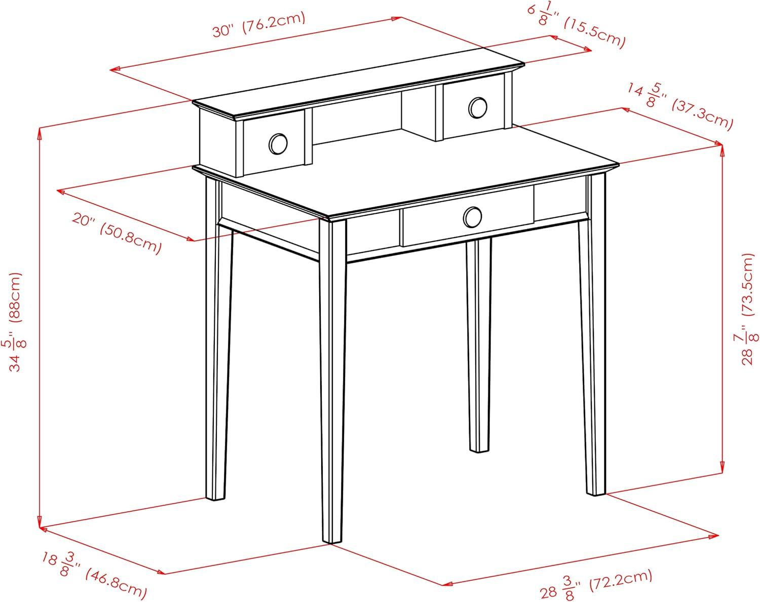 Studio Writing Desk with Hutch Honey Brown - Winsome: Mid-Century Modern, Home Office Furniture, Space-Saving Design