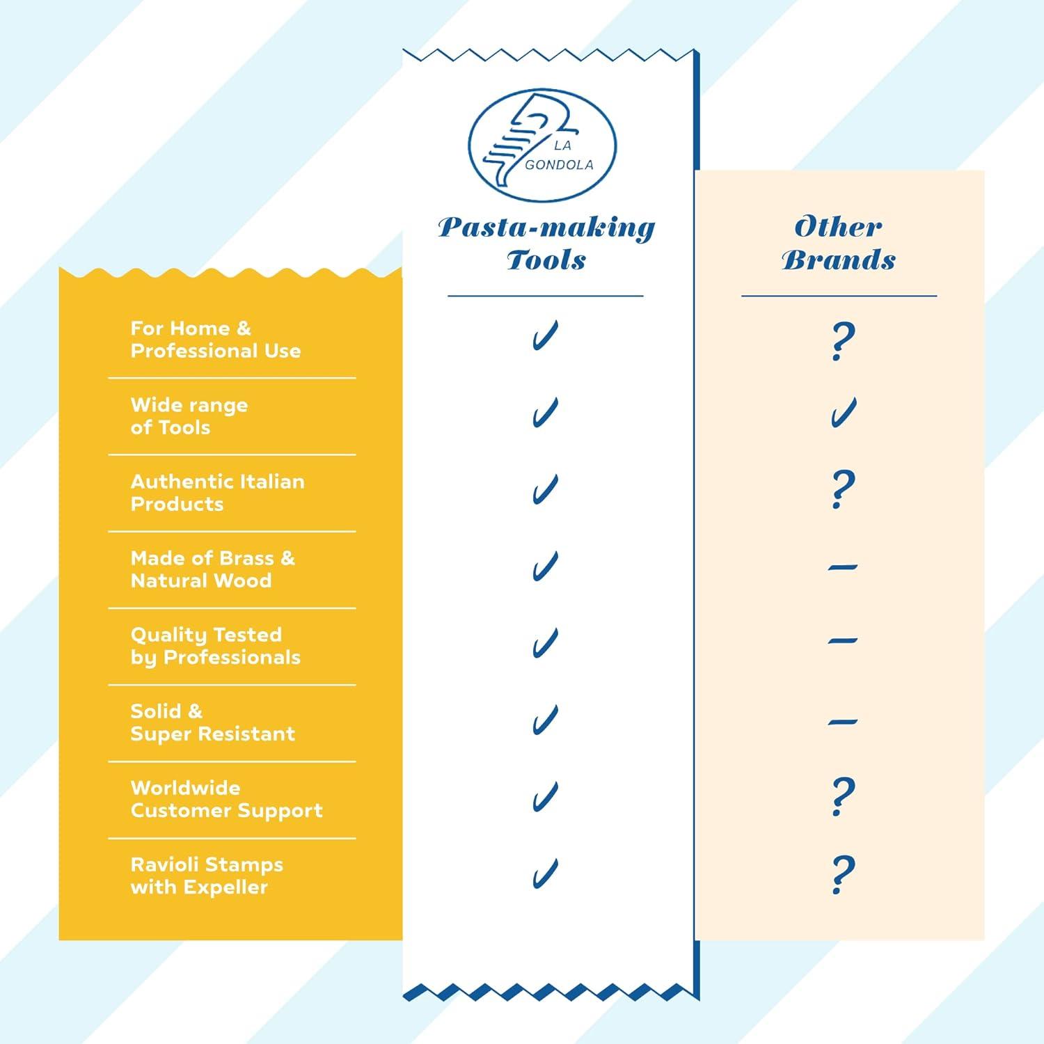 Natural Wood and Brass Half-Moon Ravioli Stamp, 3.54in