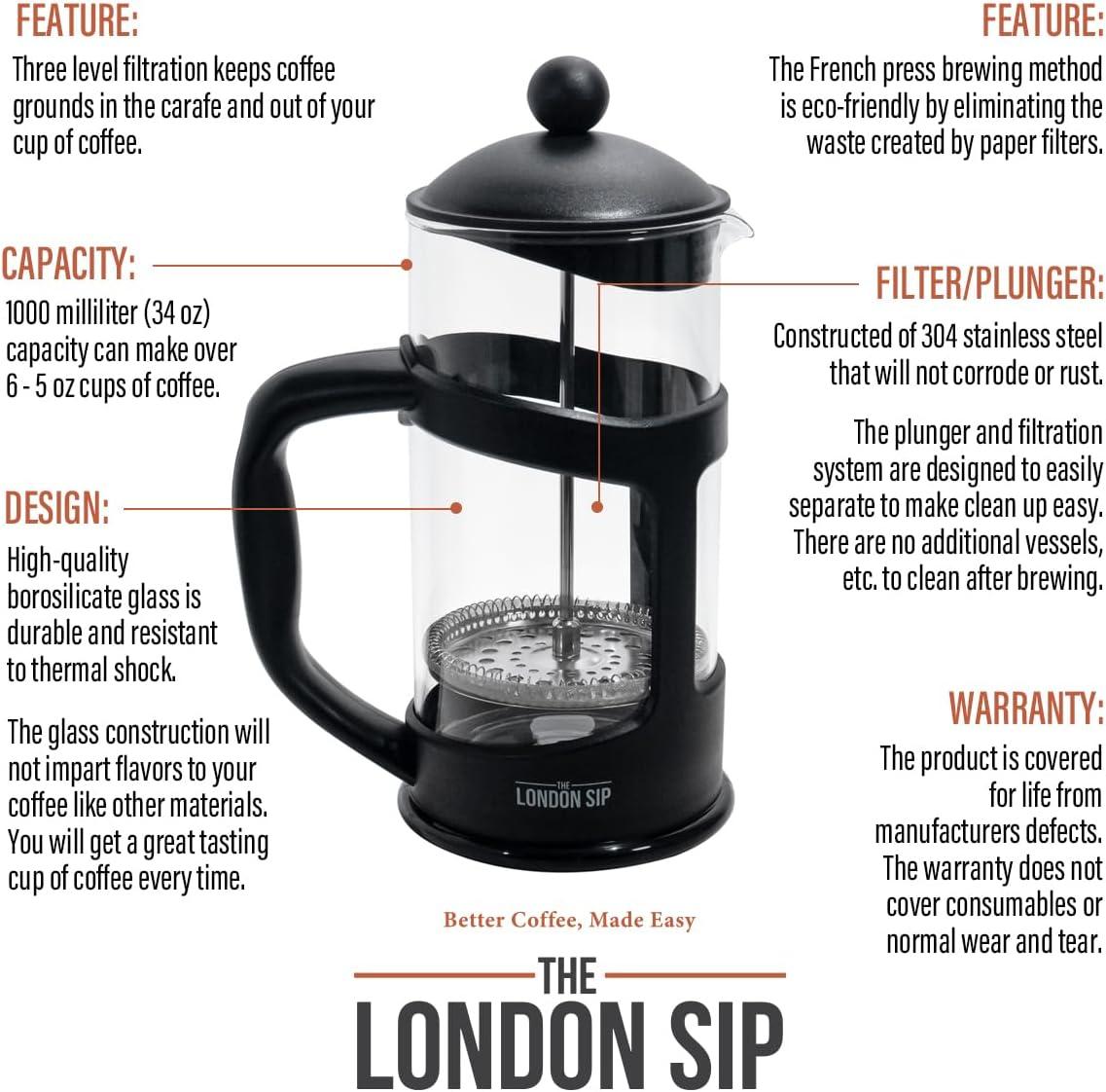 RAINBEAN Mini French Press Coffee Maker, 12 oz, Camping Coffee Press Pot, Small French Press, Tea and Frothed Milk Press (Black, 12 oz)