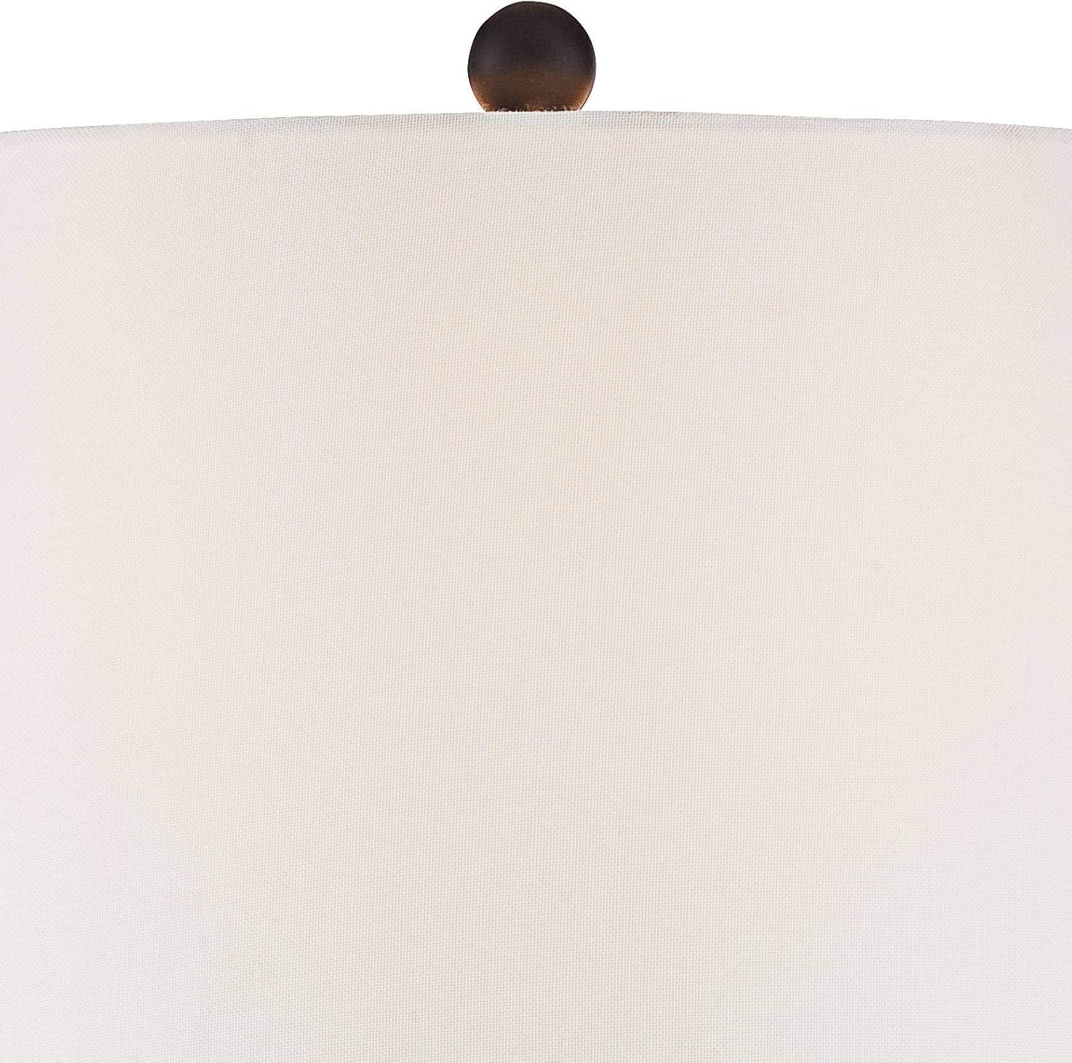 360 Lighting Dolbey Rustic Farmhouse Table Lamps 28" Tall Set of 2 Bronze Off White Drum Shade for Bedroom Living Room Bedside Nightstand Office House