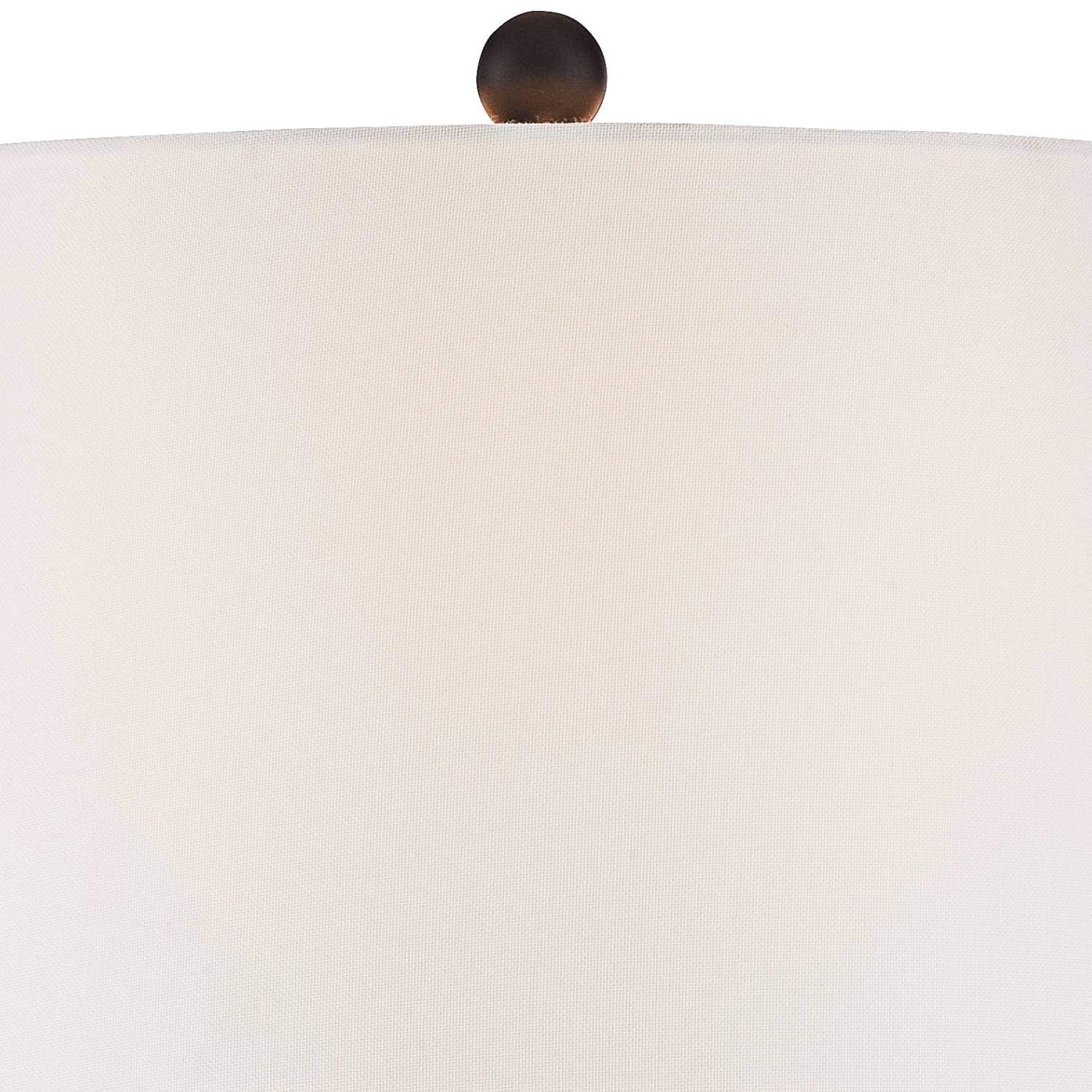 360 Lighting Dolbey Rustic Farmhouse Table Lamps 28" Tall Set of 2 Bronze Off White Drum Shade for Bedroom Living Room Bedside Nightstand Office House