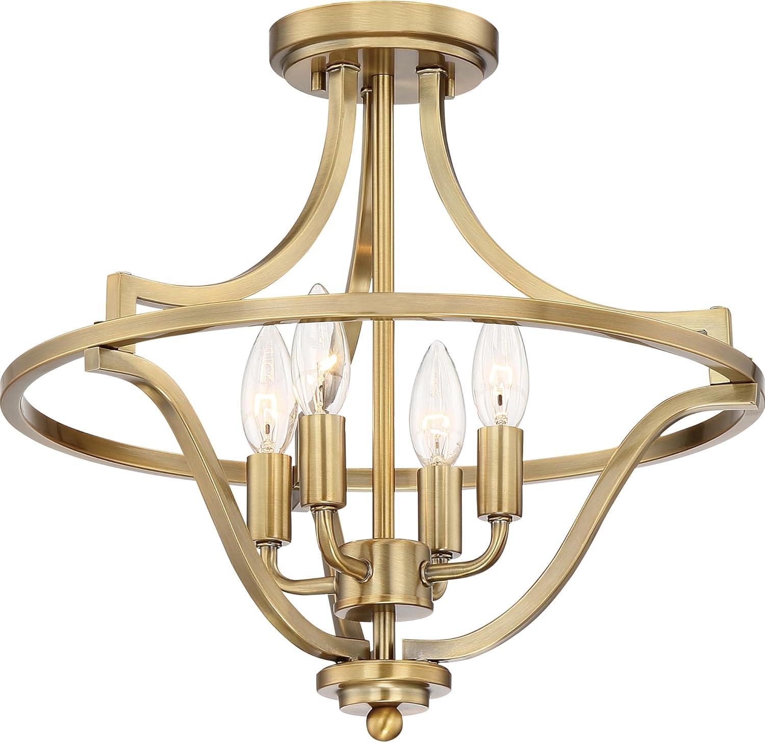 Quoizel Lighting Harvel 4 - Light Semi-Flush Mount in  Weathered Brass