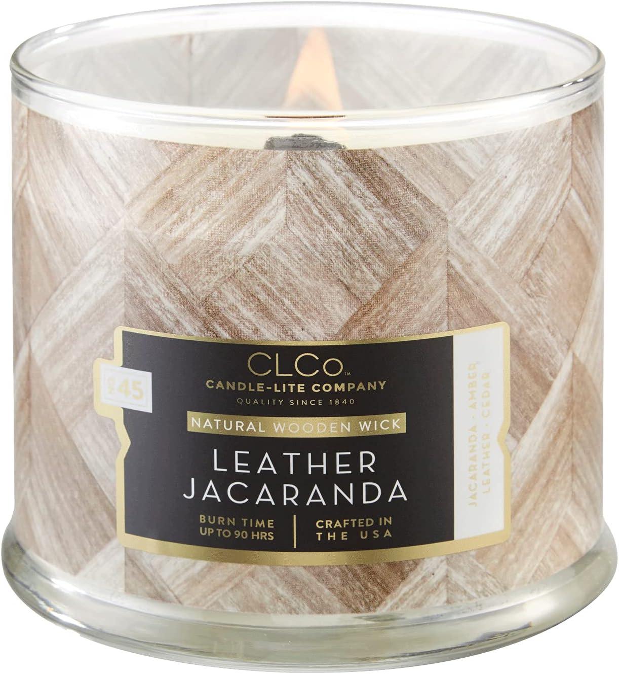 Candle Lite 260471 14 oz Leather Jacaranda Wood Wick Candle