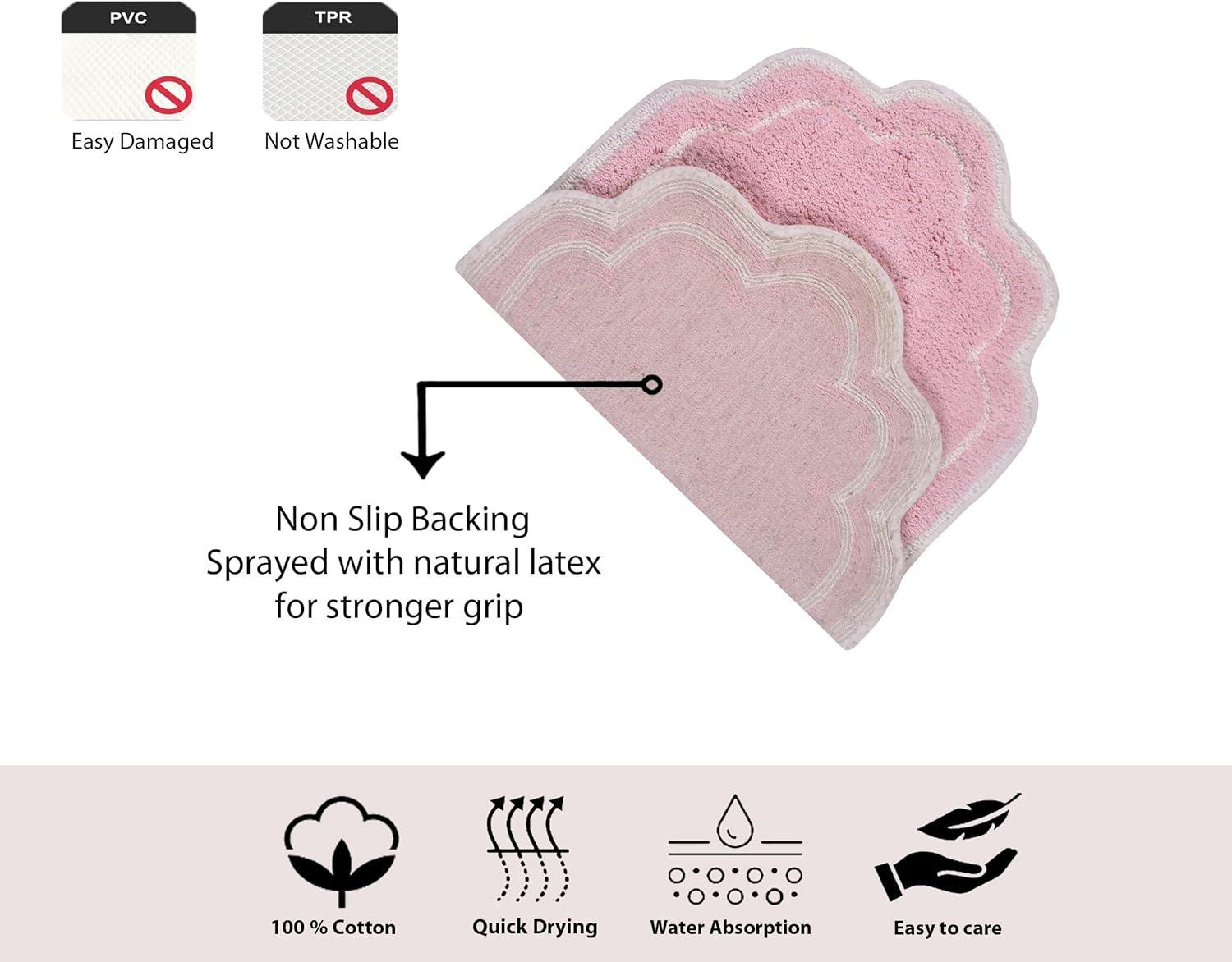 Home Weavers Inc Home Weavers Allure Collection Absorbent Cotton, Machine Washable and Dry Bath Rugs Pink 21"x34"