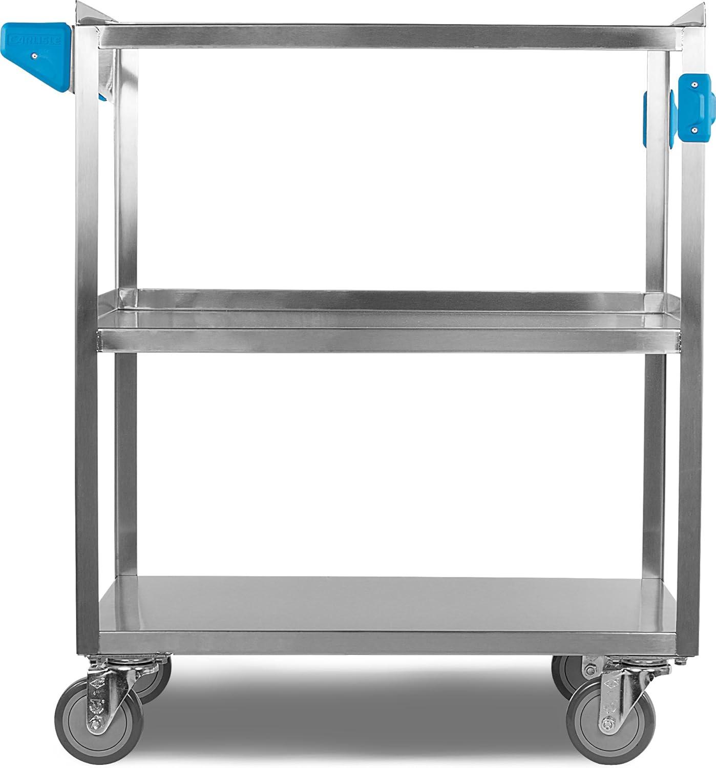 Stainless Steel 3-Shelf Utility Cart with Rubber Bumpers