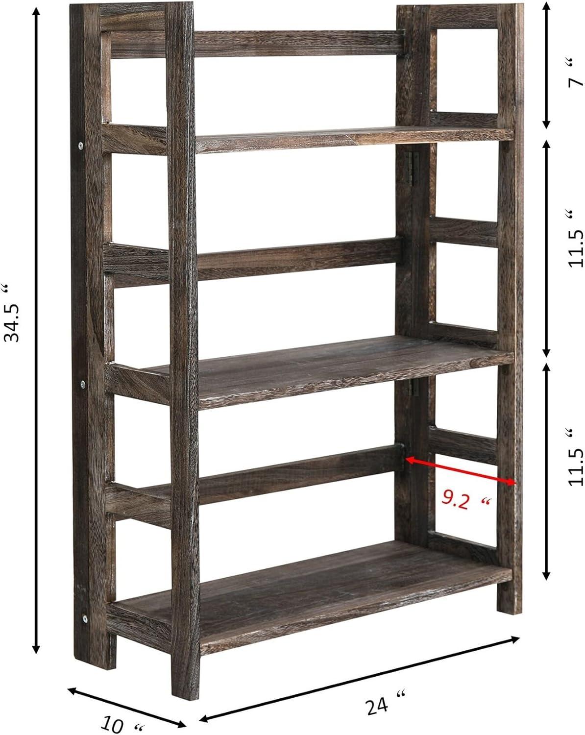 Walnut 48" Freestanding 4-Tier Folding Bookshelf