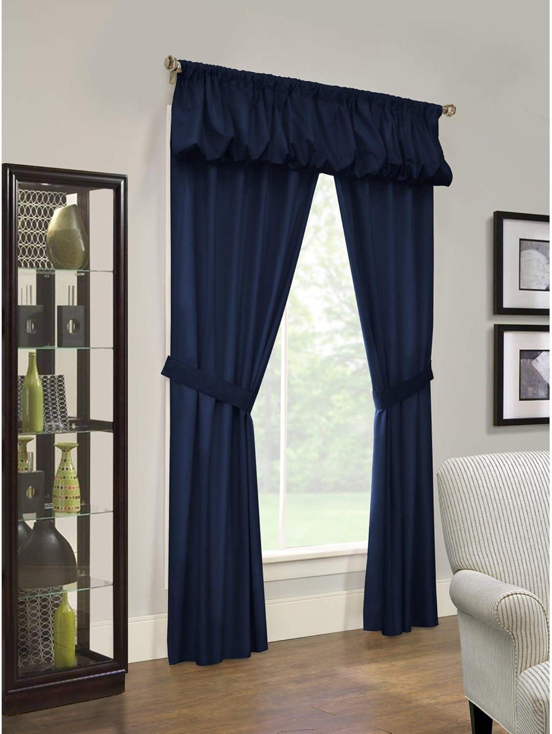 Commonwealth Thermalogic Prescott 5-Piece Window Covering Set With 3" Rod Pocket - 80"x63" - Navy