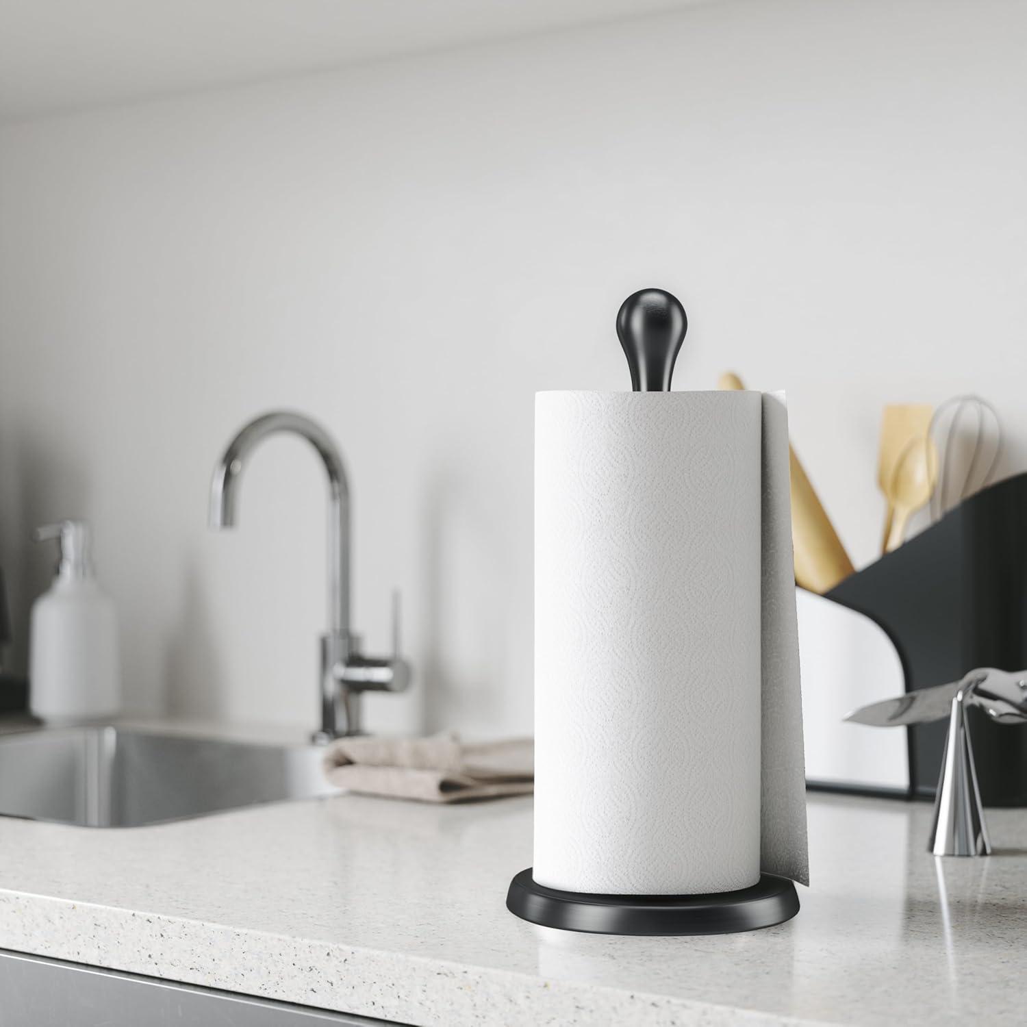 Umbra Tug Paper Towel Holder with Weighted Base, 13.5 Inch, Black