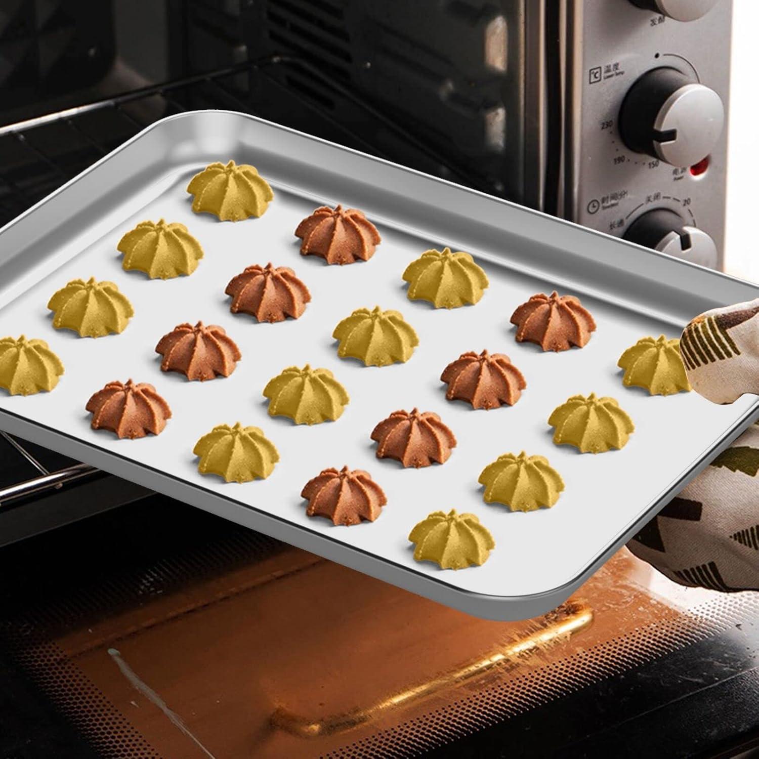 Baking Sheet with Wire Rack, Stainless Steel Cookie Sheet Pan Set, Non Stick Baking Pans with Cooling Rack for Oven Cooking, 15.9 x 12 x 1 inch 4 Pcs