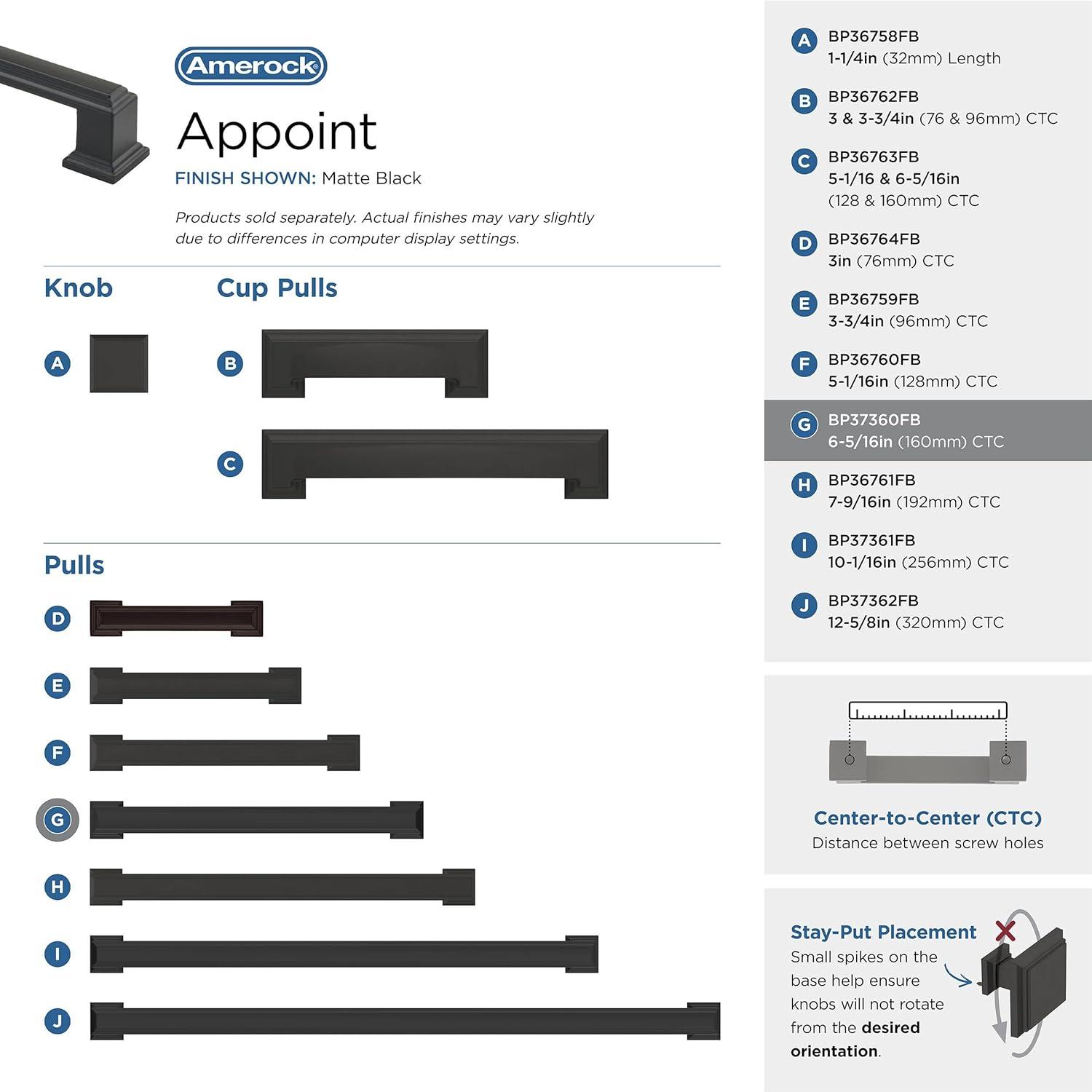 Appoint 6-5/16 in (160 mm) Center-to-Center Cabinet Pull