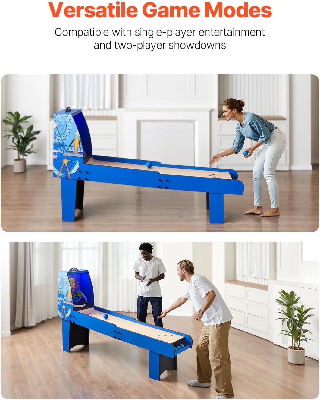 8 ft. Roll and Score Classic Arcade Game Table, Skee Ball Arcade Machine Indoor with Electronic Scorer, Sound, Automatic