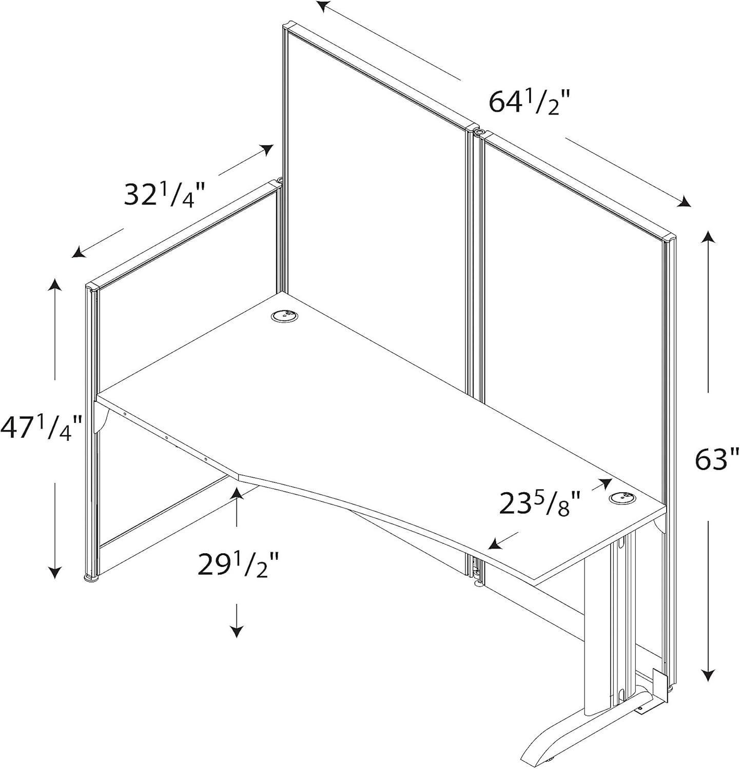 Office In An Hour L-Shaped 1 Person Cubicle with Cable Management
