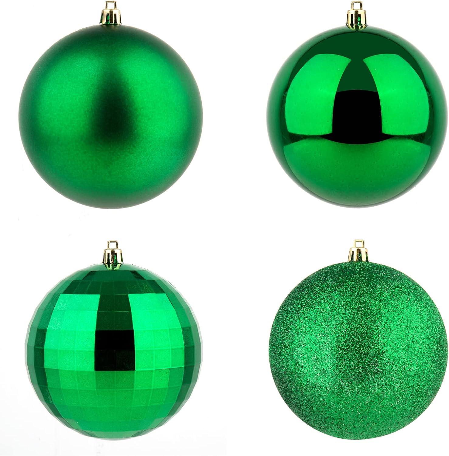 XmasExp 4in Large Christmas Ornaments Christmas Ball Ornaments Giant Tree Decoration Shatterproof Decorative Hanging Balls for Holiday Party Decor (Silver,4pcs)