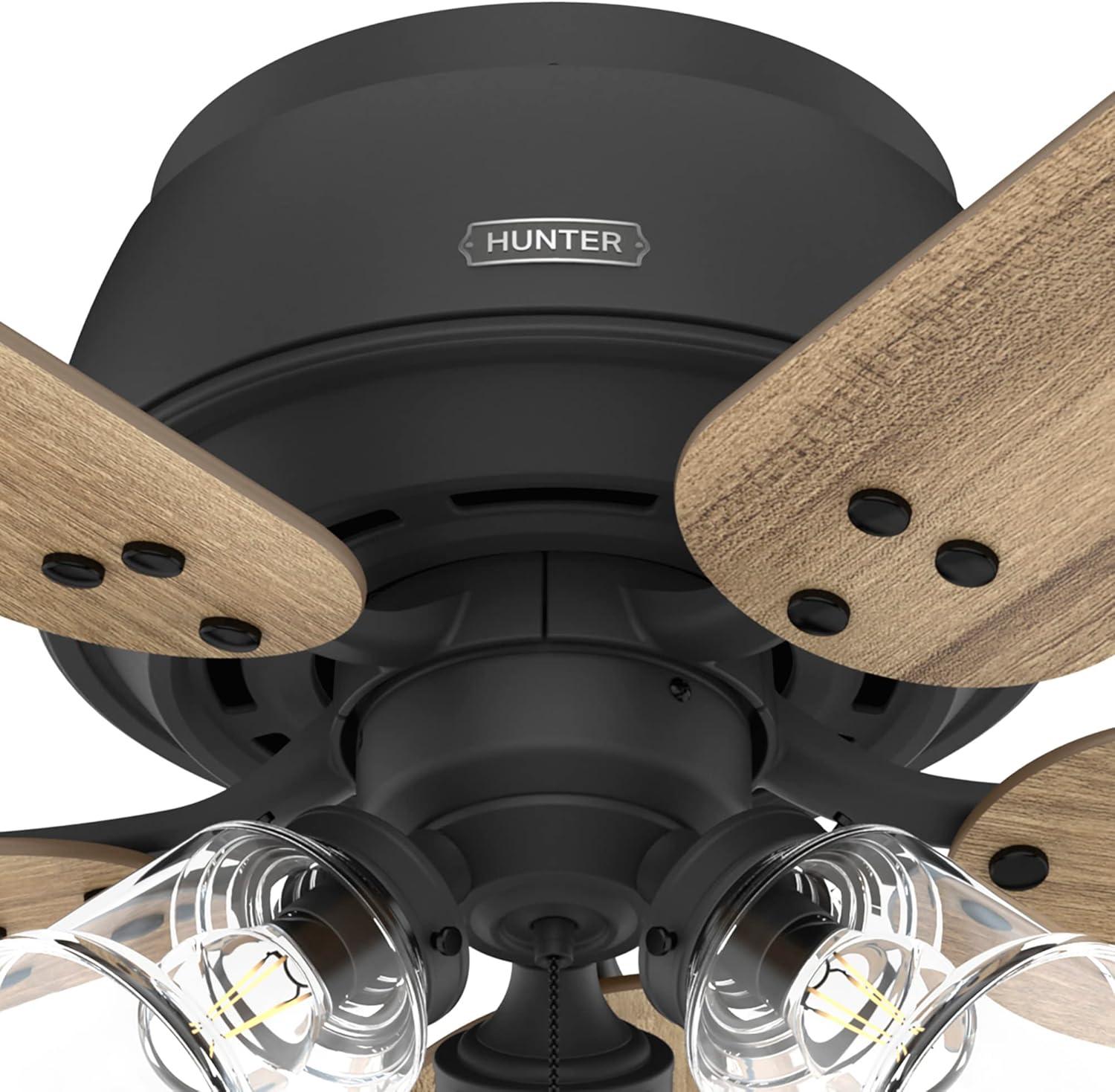 52" Shady Grove Low Profile Ceiling Fan with Light Kit and Pull Chain (Includes LED Light Bulb) - Hunter Fan