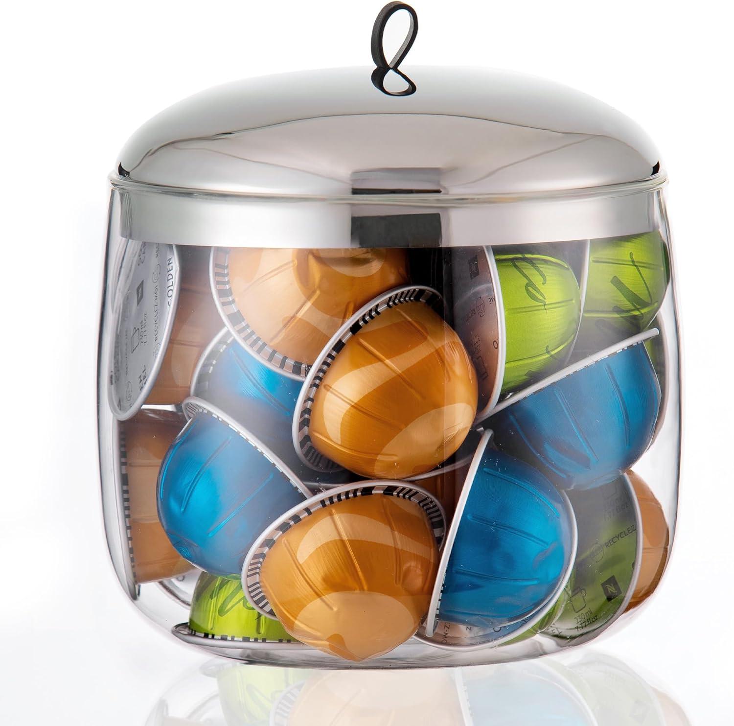 ColorLife Coffee Pod Holder, Coffee Pod Storage Compatible With 30 Nespresso Vertuo Pods, Glass K Cup Organizer For Counter, Espresso Capsule Holder For Keurig Kpod