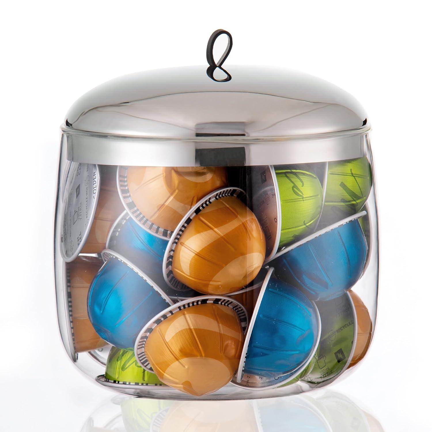 ColorLife Coffee Pod Holder, Coffee Pod Storage Compatible With 30 Nespresso Vertuo Pods, Glass K Cup Organizer For Counter, Espresso Capsule Holder For Keurig Kpod