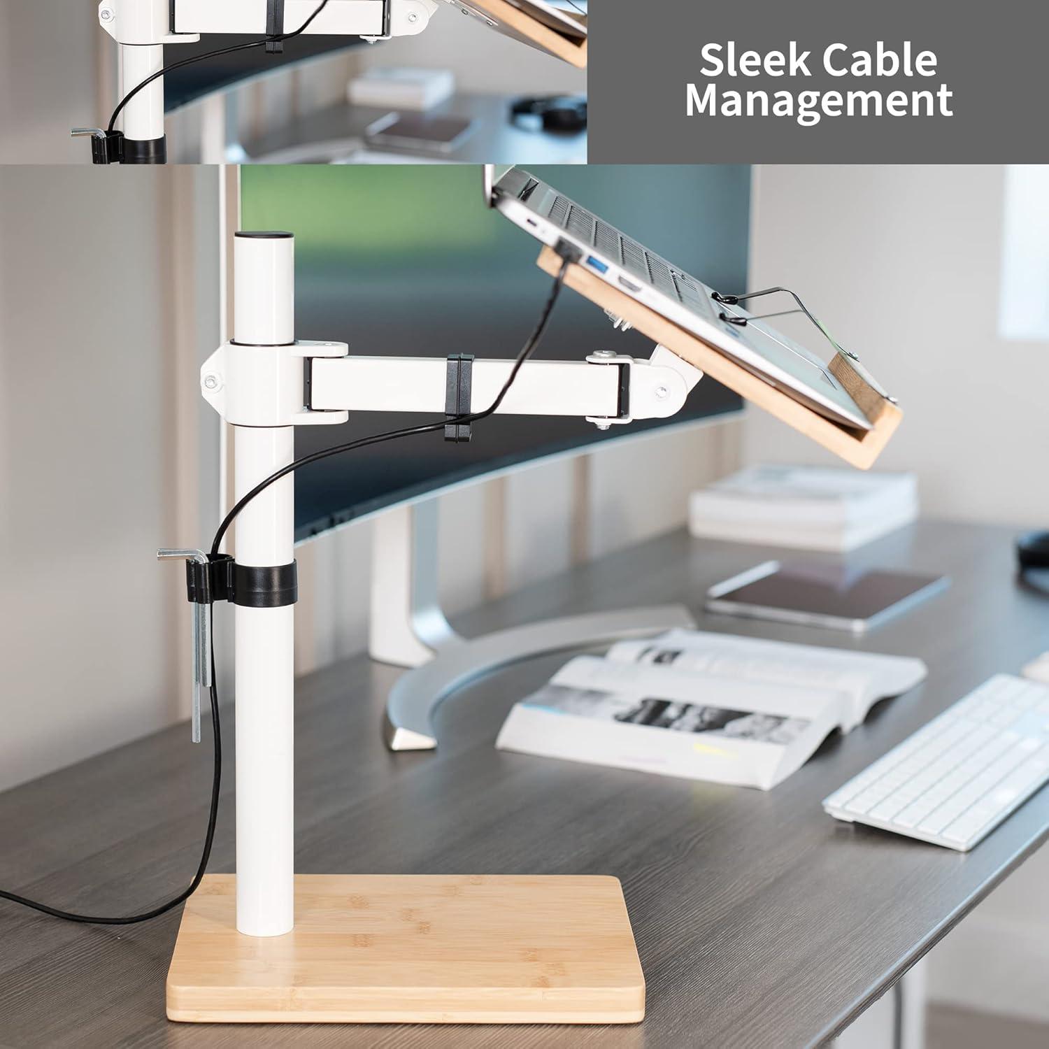 VIVO Light Wood / White Adjustable Bamboo Book Stand for Hands Free Reading