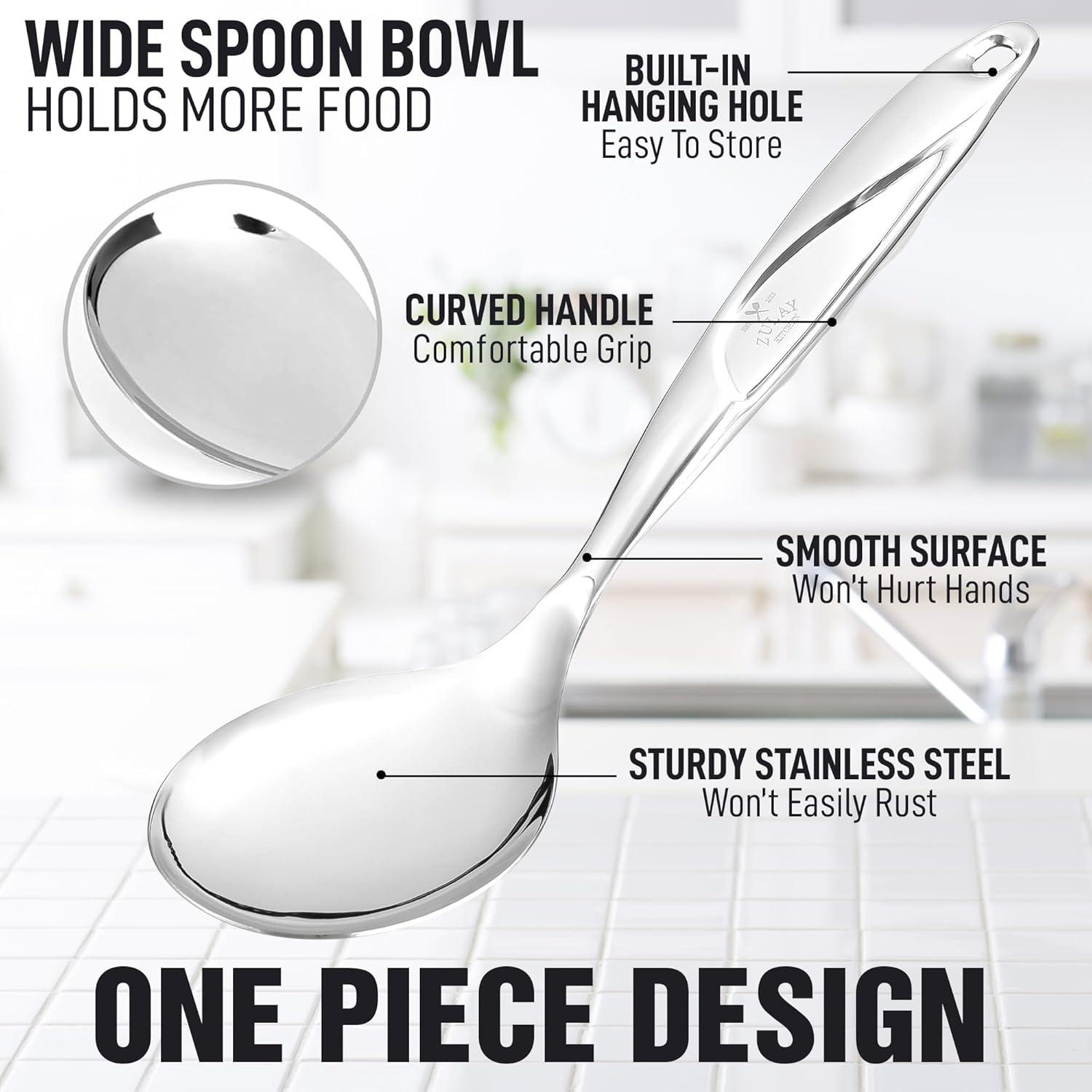Large Stainless Steel Serving Spoon with Ergonomic Handle