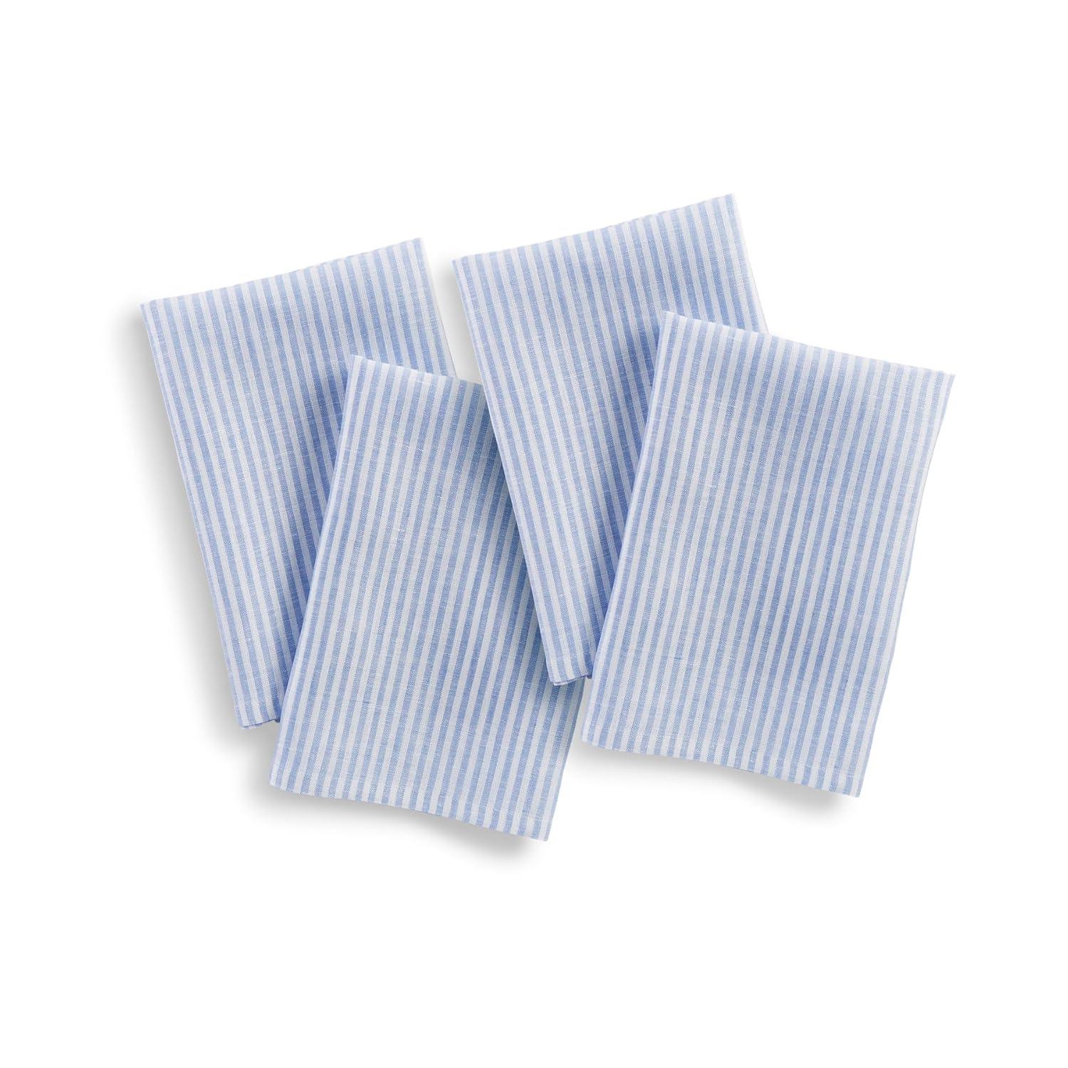 Solino Home Narrow Stripe - 100% Pure Linen Dinner Napkins (Set of 4)