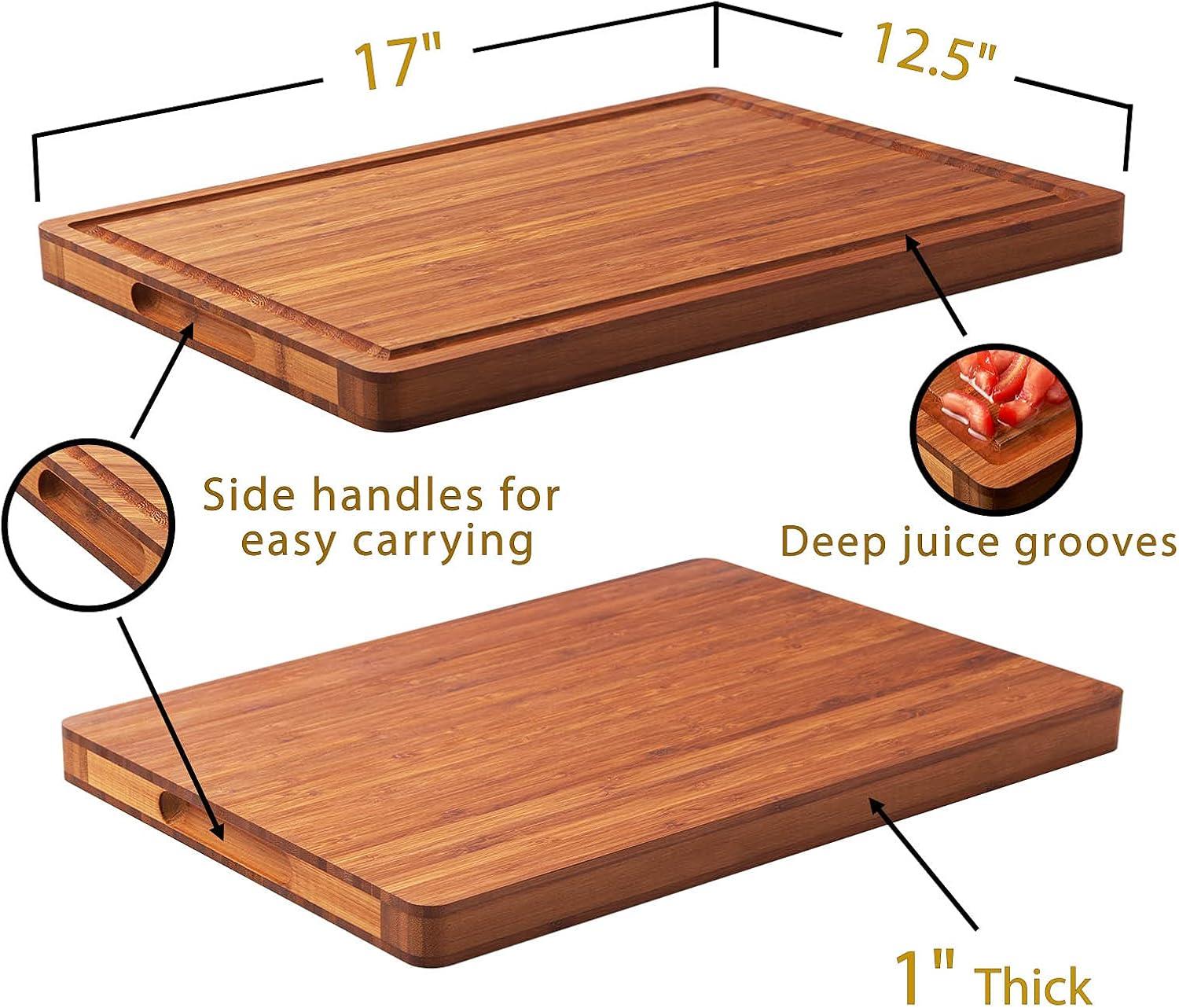 Large Bamboo Rectangular Cutting Board with Juice Grooves