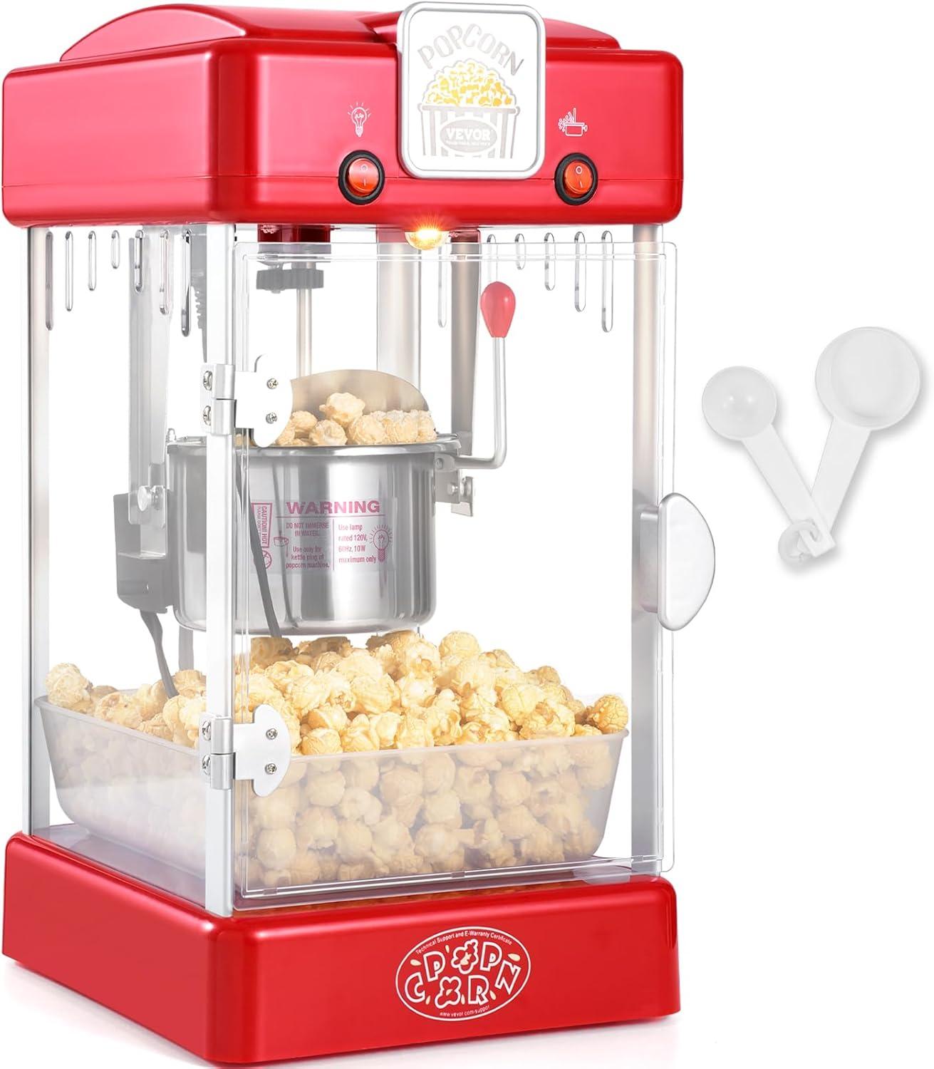 Stellweilan Tessberg Popcorn Popper Machine Tabletop Popcorn Maker 300W 2.5 Oz Red