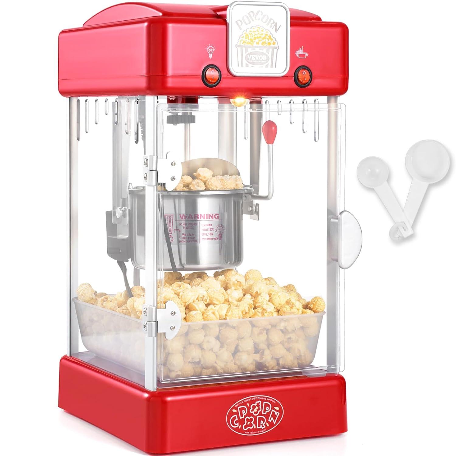 Stellweilan Tessberg Popcorn Popper Machine Tabletop Popcorn Maker 300W 2.5 Oz Red