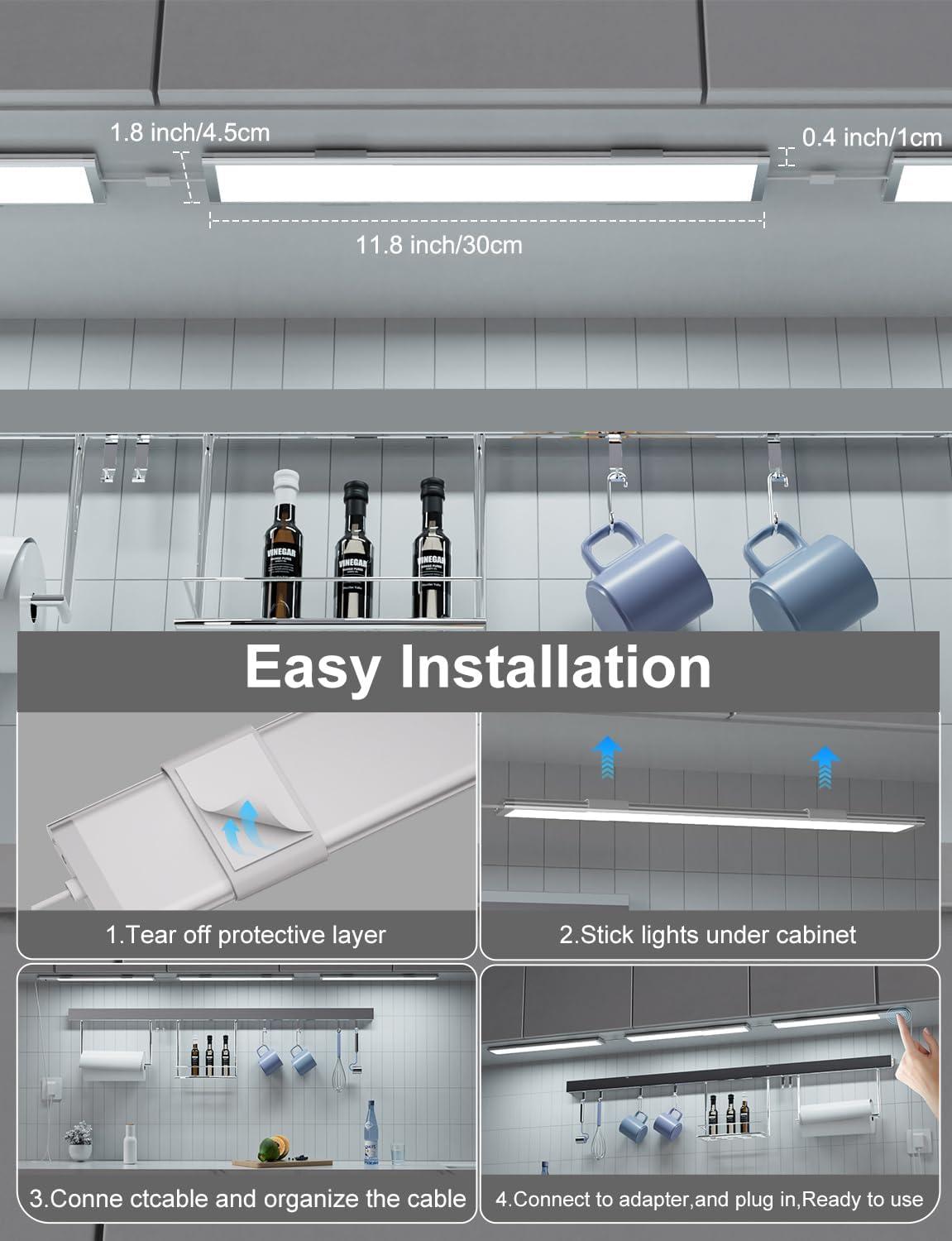 Remote Control RGB Lights Under Cabinet Lighting Rechargeable, 48-LED Wireless Kitchen Counter Lights Closet Light RGB Bar Perfect for Indoor Pantry Display Shelf Hallway 1 Pack, 15 Color Changing