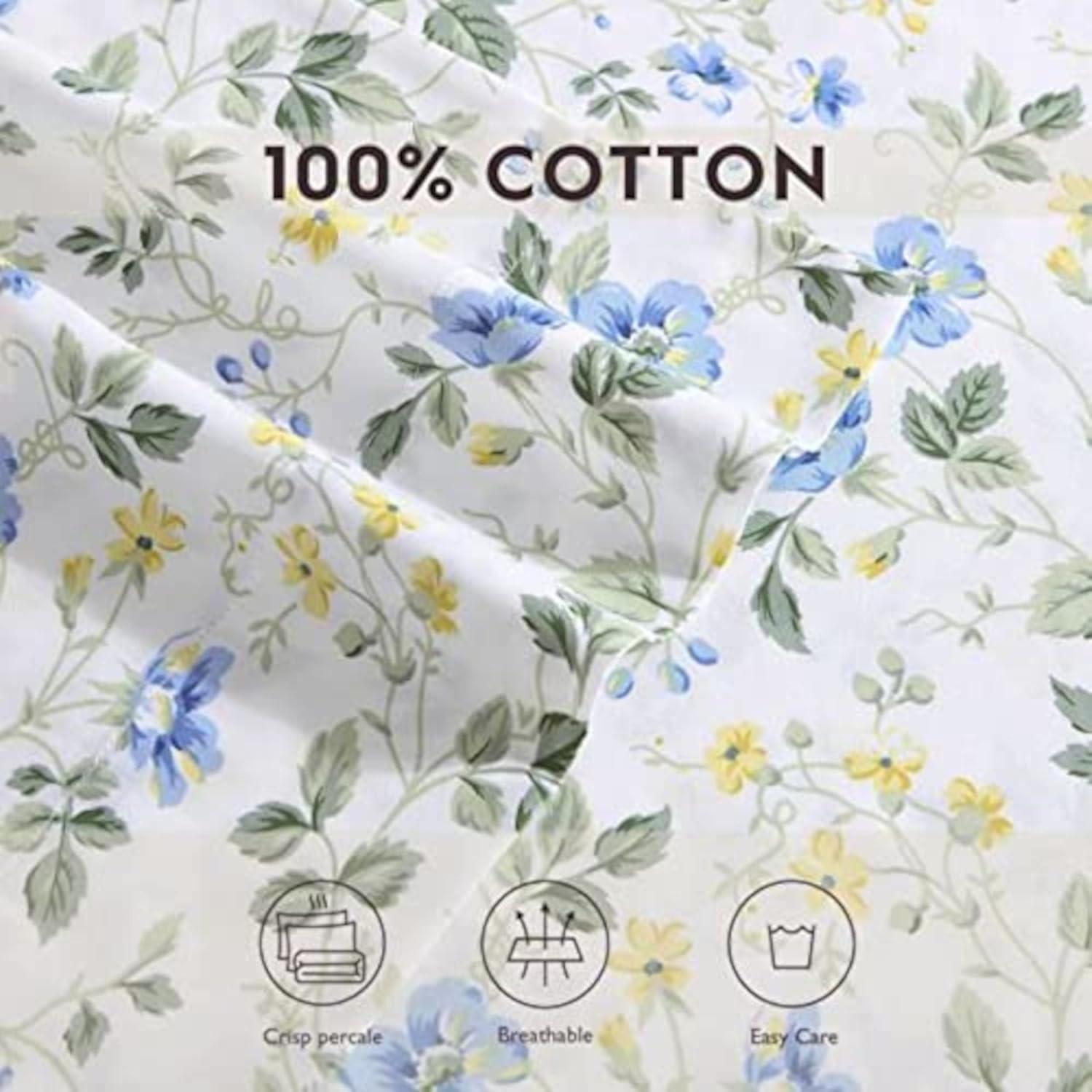 Laura Ashley Meadow Floral Cotton Blue Duvet Cover Set