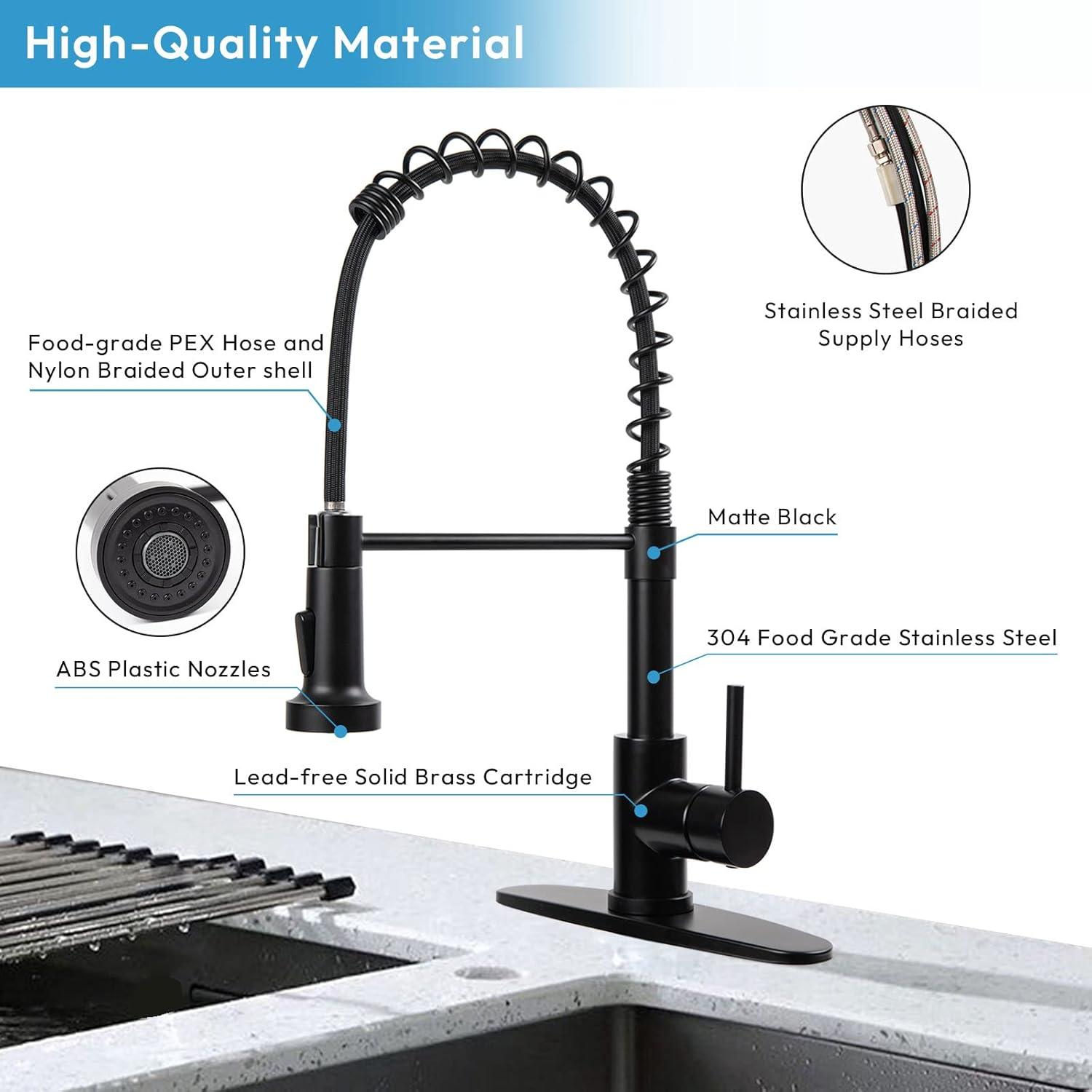 Kitchen Faucet With Pull Down Sprayer, Single Handle Spring Faucet For Sink Farmhouse Rv Laundry Room