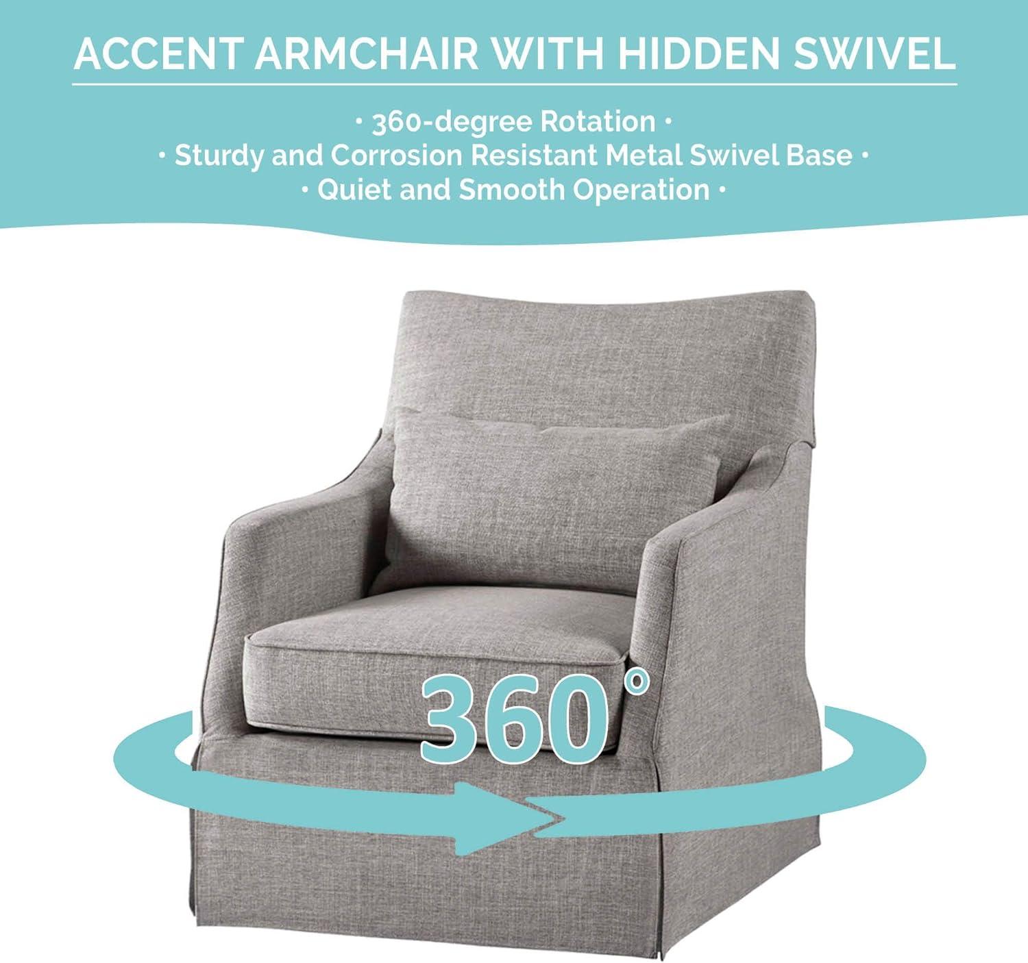 Martha Stewart London 360°Swivel Armchair with Lumbar Pillow
