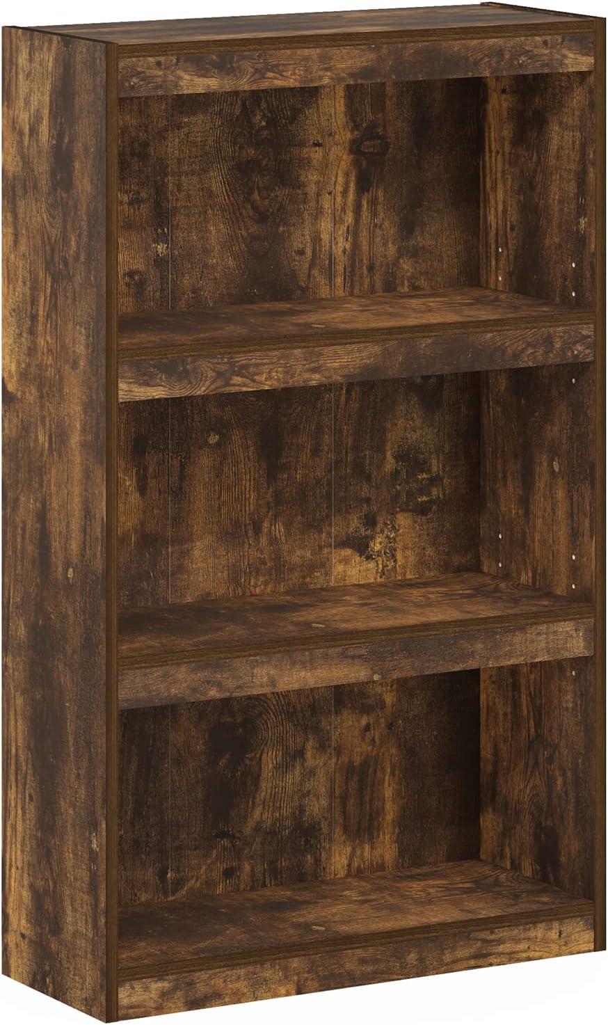 Amber Pine 3-Tier Adjustable Shelf Bookcase