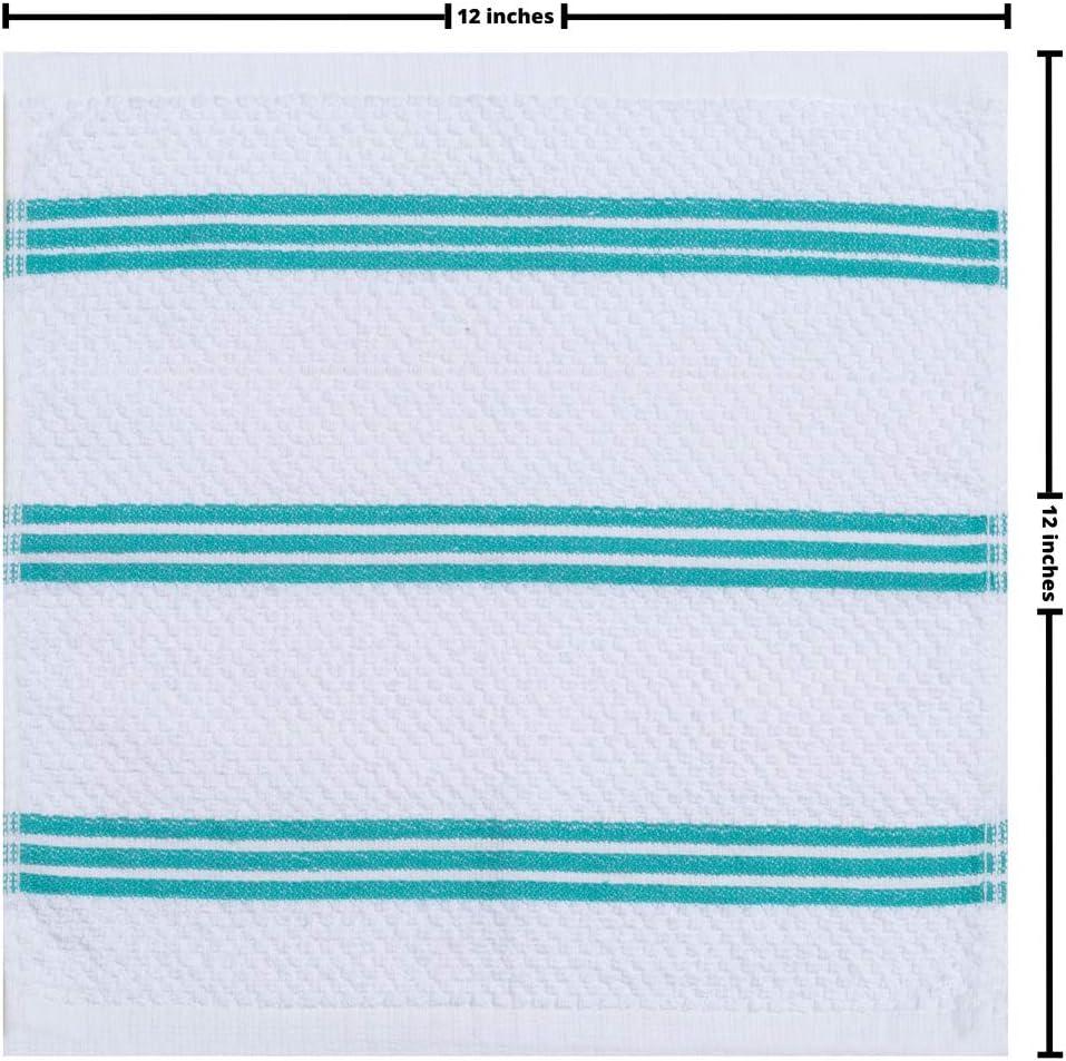 Sticky Toffee Kitchen Dishcloths Towels 100% Cotton, Set of 8, Blue and White Dish Cloth Towels, 12 in x 12 in