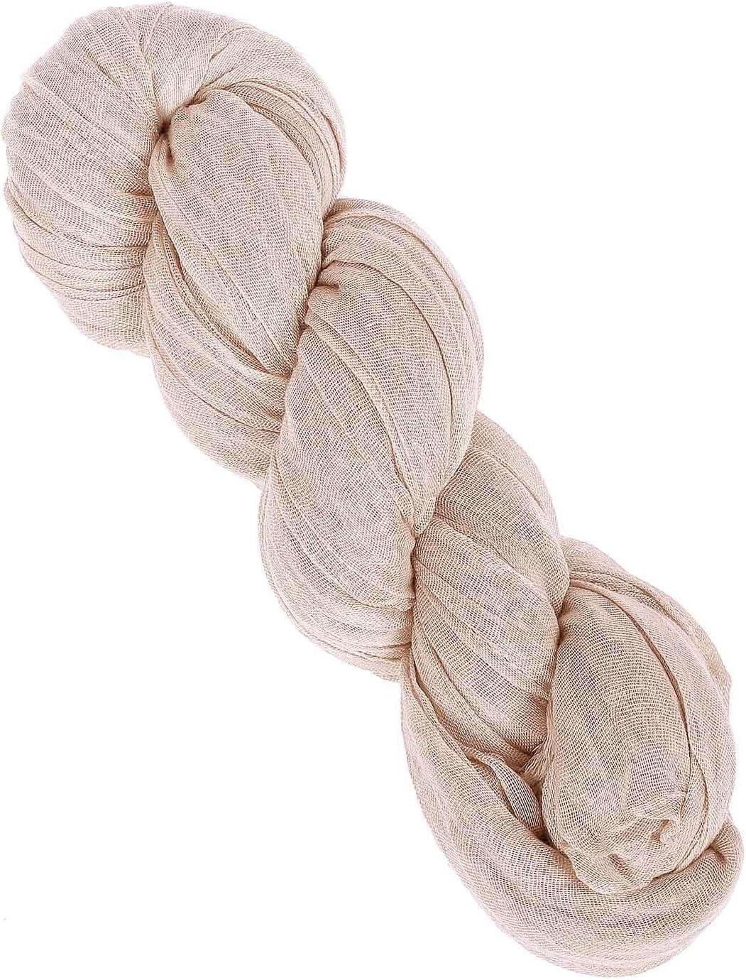 Efavormart 10FT Beige Cheesecloth Table Runner, Gauze Fabric Boho Wedding Arbor Decor